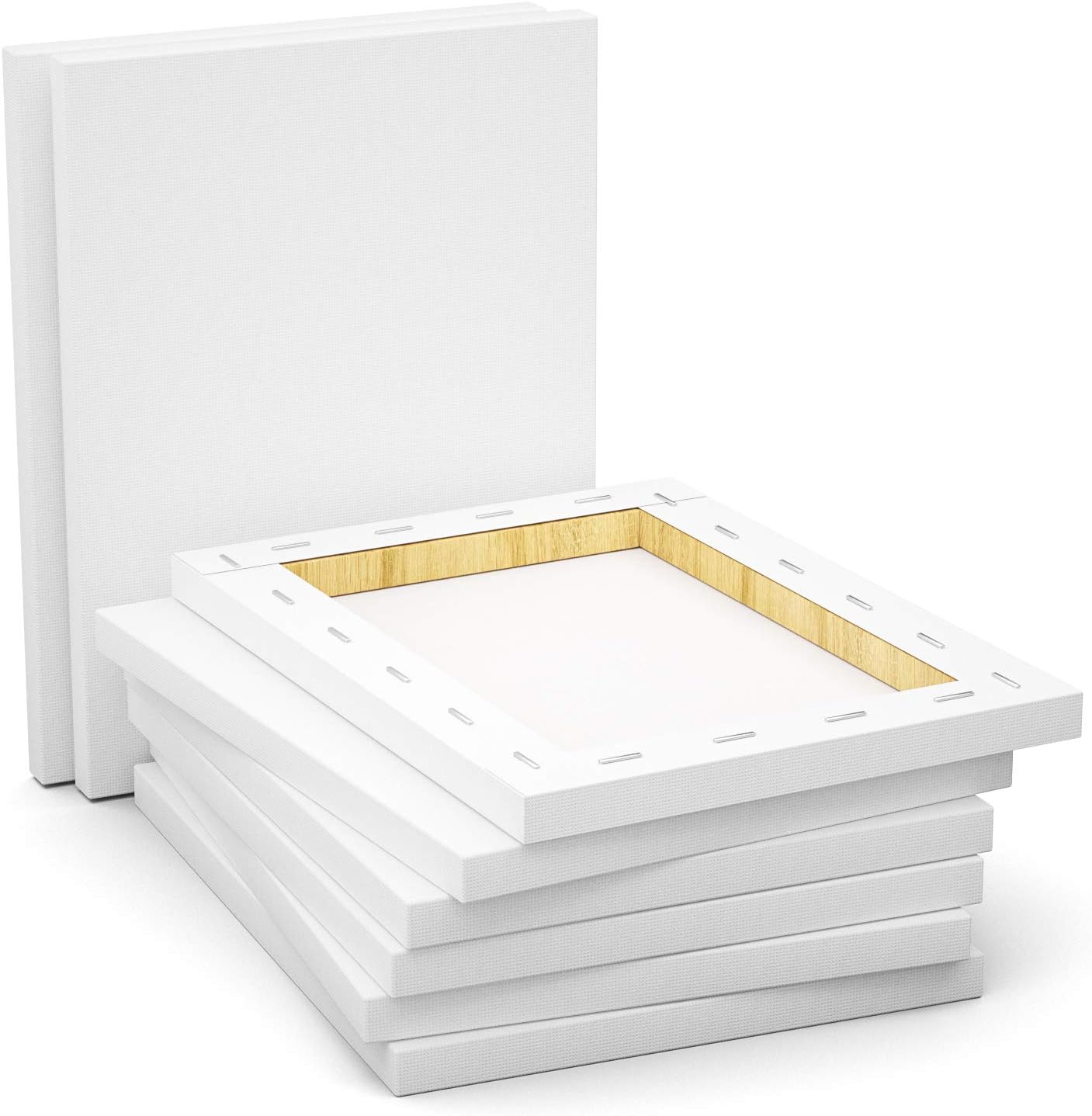 GOTIDEAL Stretched Canvas, 9x12 Inch Set of 8, Primed White - 100% Cotton Artist Canvas Boards for Painting, Acrylic Pouring, Oil Paint Dry & Wet Art Media