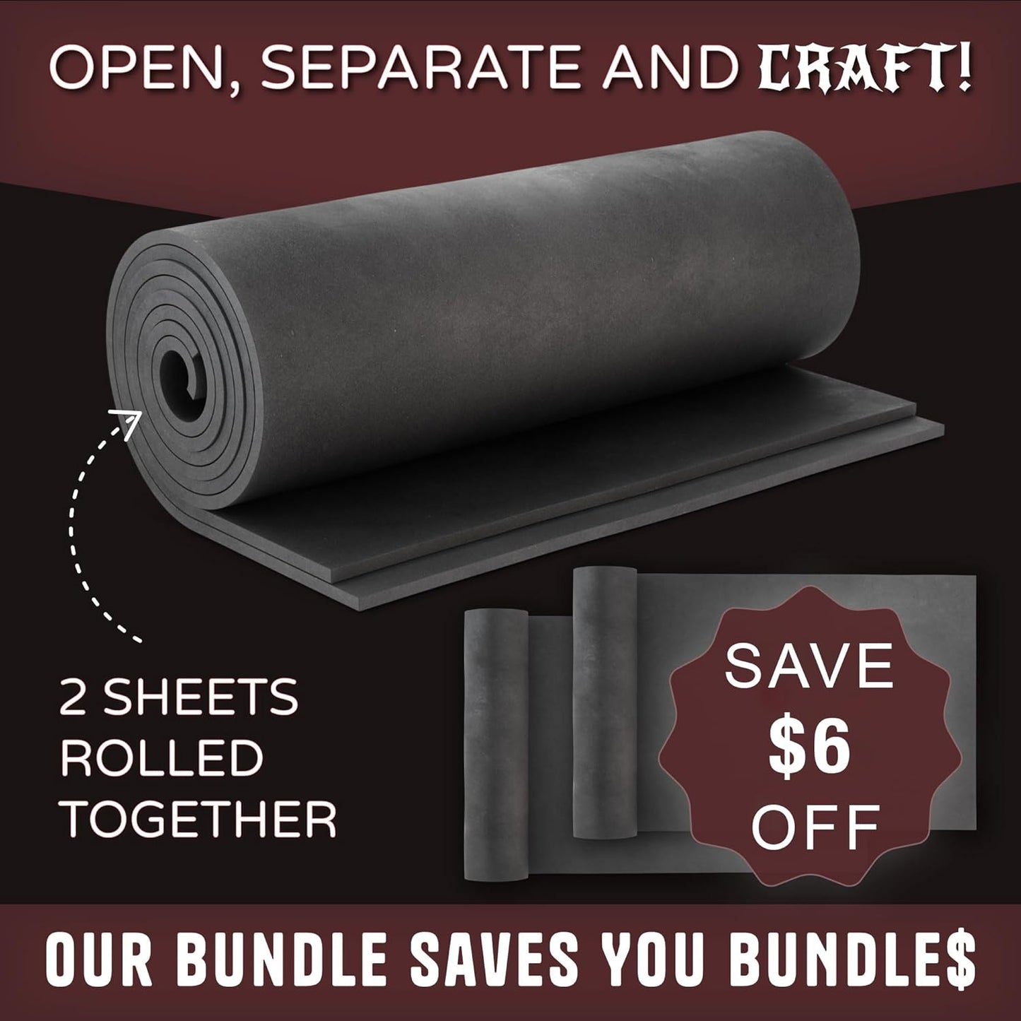 2-Pack Shape Retention EVA Cosplay Foam - 2mm Thick (Black) 14x39 inch High Density EVA Craft Foam Sheets - Premium 85 kg/m3 Heat Shape Material for DIY, Comic, Con or Halloween Costumes - The Foamory