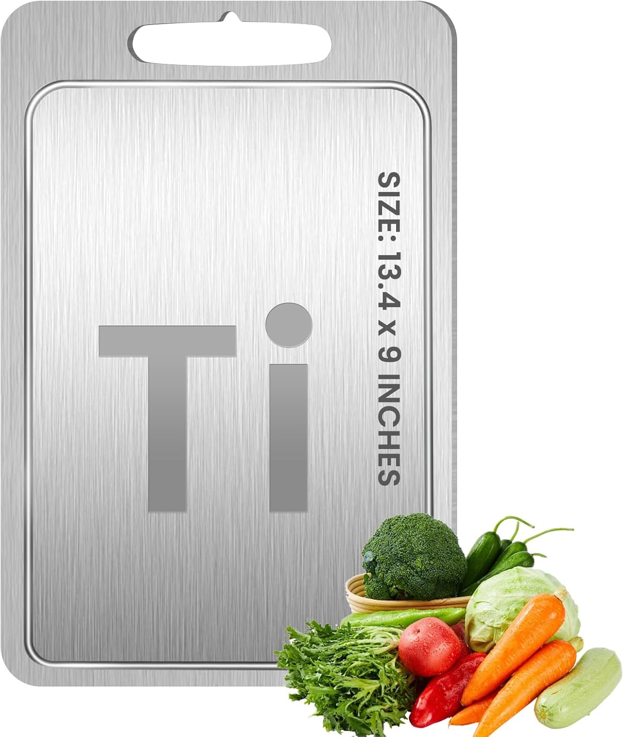 Titanium Cutting Board with Juice Groove-Pure Titanium Cutting Boards For Kitchen，Double-Sided Metal Chopping Board Titanware Cutting Mat for Cutting Meats, Fruits & Vegetables