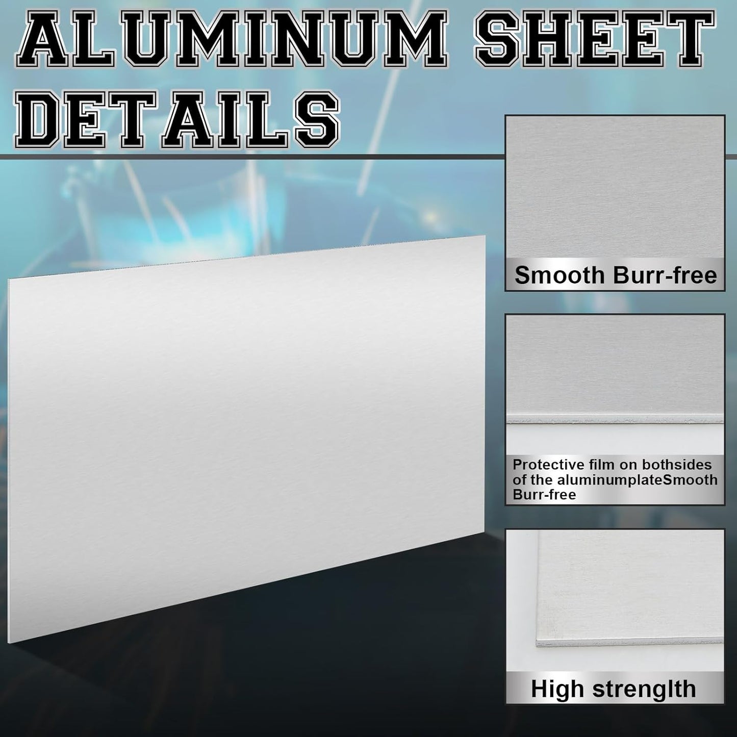 2 Pack 5052 Aluminum Sheet Metal 12" x 24" Aluminum Plate 1/8 (0.125'') Inch Thickness Rectangle Metal Panels for Industry Crafting Handcraft DIY Projects