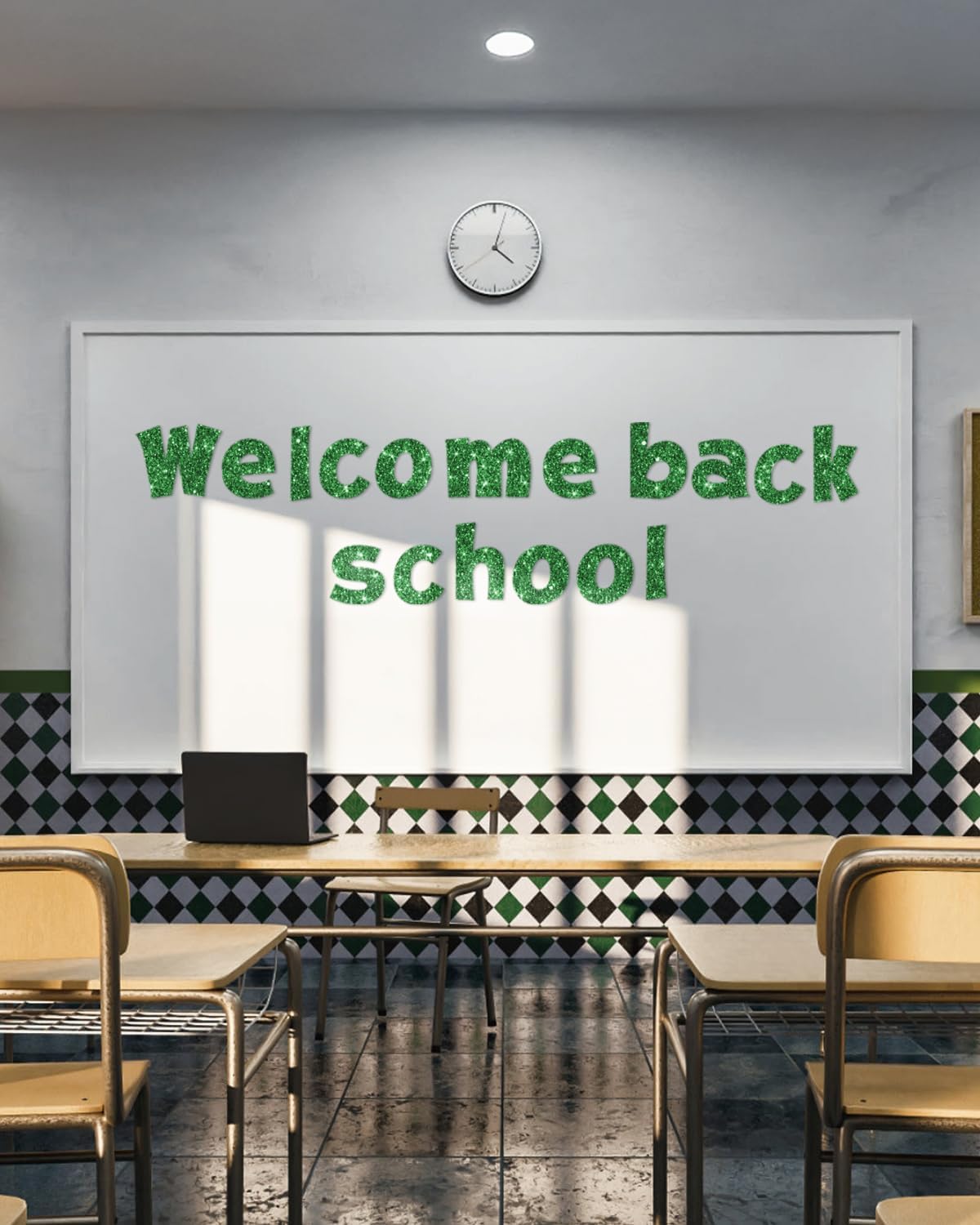 237 Pcs Glitter Bulletin Board Letters, Numbers and Punctuation, Poster Board Letters Alphabet Cut Out Cardboard Letters Accessories for Classroom Display Decorating Supplies 4inch (Green)