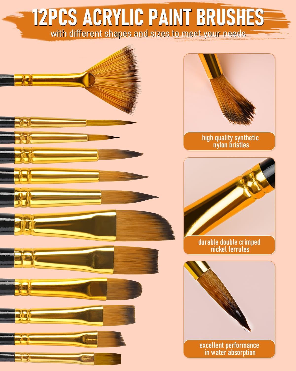 Nicpro 68PCS Acrylic Paint Canvas Set for Adults, Art Painting Supplies Kit with 24 Acrylic Paints,Table Easel,8 Canvas Panels,12 Brushes,Paper Pad,Cleaning Cup, Sponge, Palette for Beginner Artist