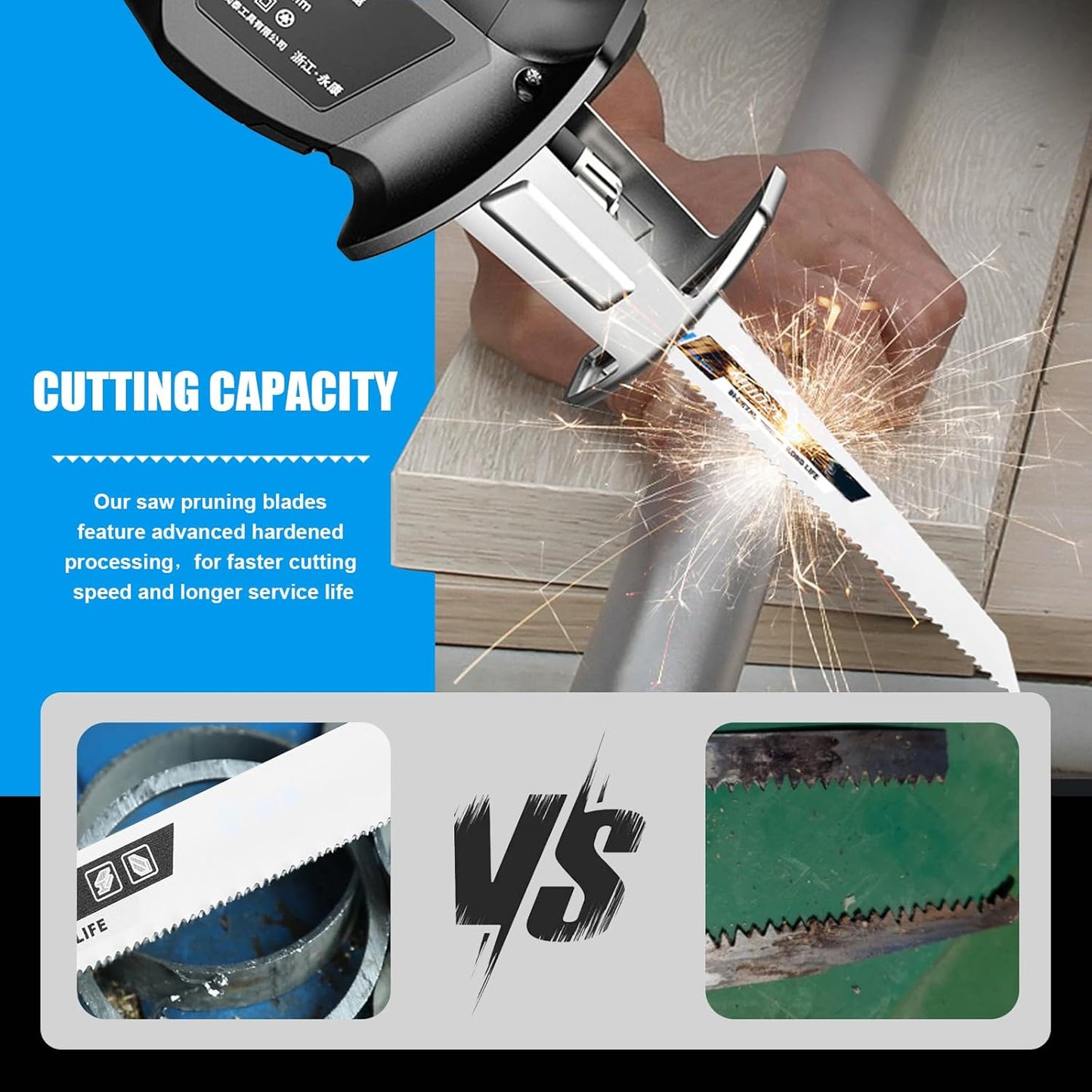 25 Pack 12 inch Reciprocating Saw Blades Set,14/18 TPI High Carbon Saw Blades, Metal Saw Blades with Organizer Case (25, 14/18TPI/300mm)