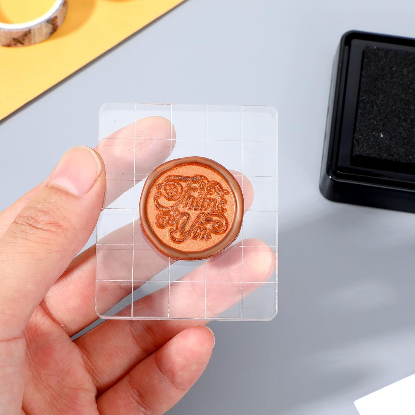 6Pcs Acrylic Blocks for Stamping Set Clear Stamping Blocks Tools with Grid Lines, Stamps for Crafting Card Making Scrapbooking Tools