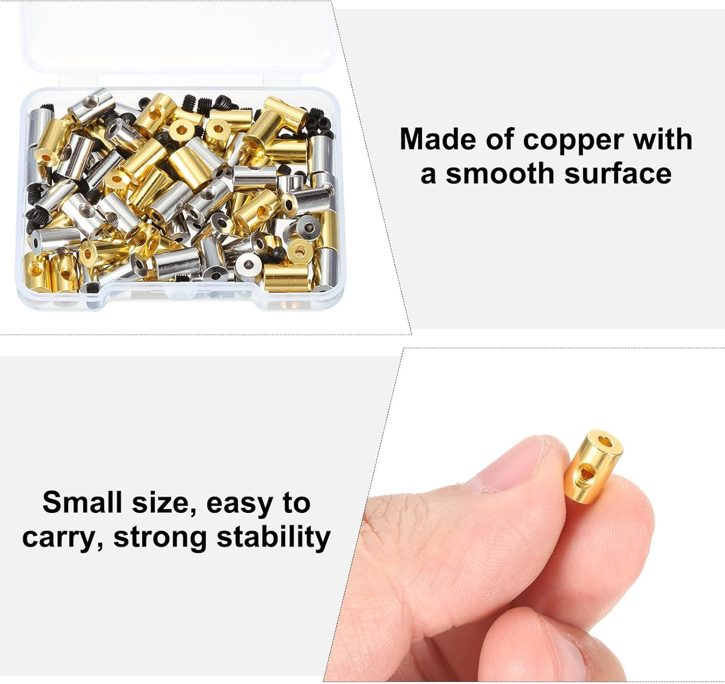 MECCANIXITY 70 Pcs Metal Locking Pin Backs, Locking Pin Keepers Clasp 9mm(H) with 4 Wrench Replacement in Storage Case for Badge, Brooch, Silver, Gold Tone