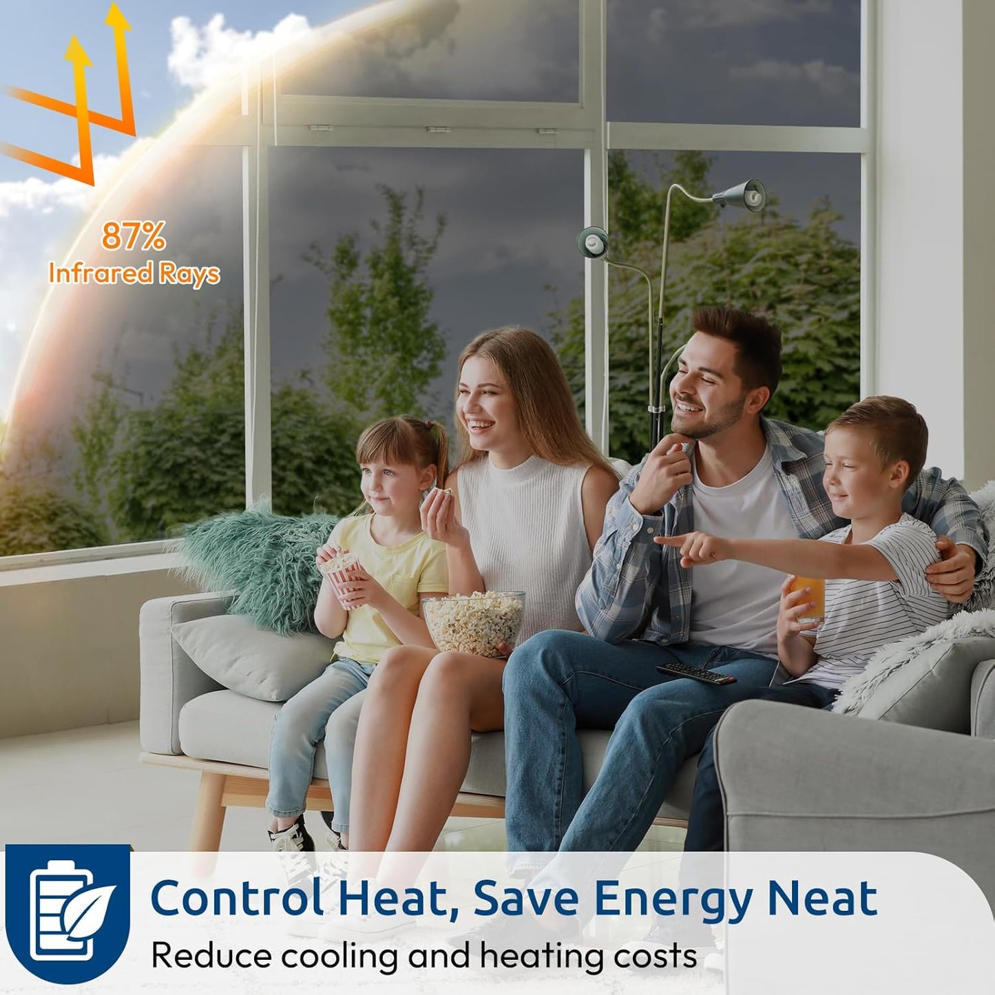 rabbitgoo Window Privacy Film One Way Window Tint for Home, Removable Reflective Heat Sun Blocking Anti UV Glass Door Covering, Mirror Tinting Film House Office, 23.6 in X 16.4 Feet, Black Silver