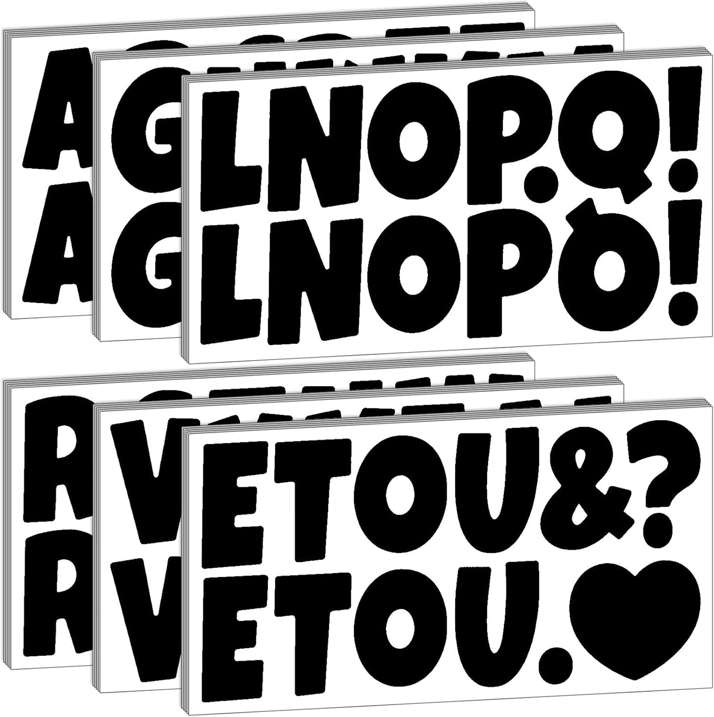 Bemeol 360 Pcs 30 Sheets Bulletin Board Letters 2.5 Inches Alphabet Stickers Self Adhesive Stick on Letters for Poster Board Classroom School Home Decor(Black)