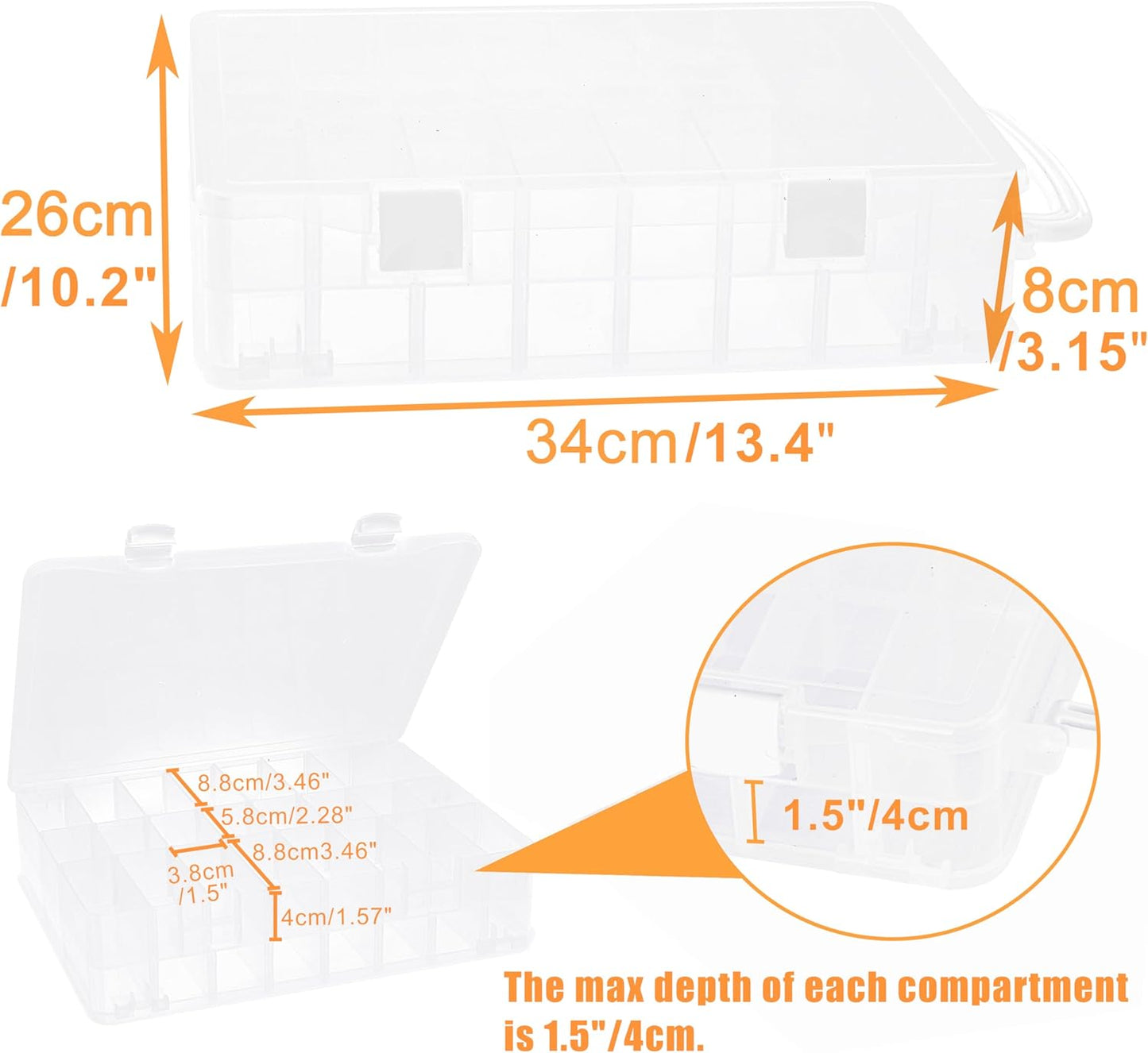 New brothread Double-Sided Storage Organizer/Box with Total 48 Adjustable Compartments, Removable Dividers for Embroidery and Sewing Threads, Embroidery Floss, Needles, Beads, Small Crafts & Toys