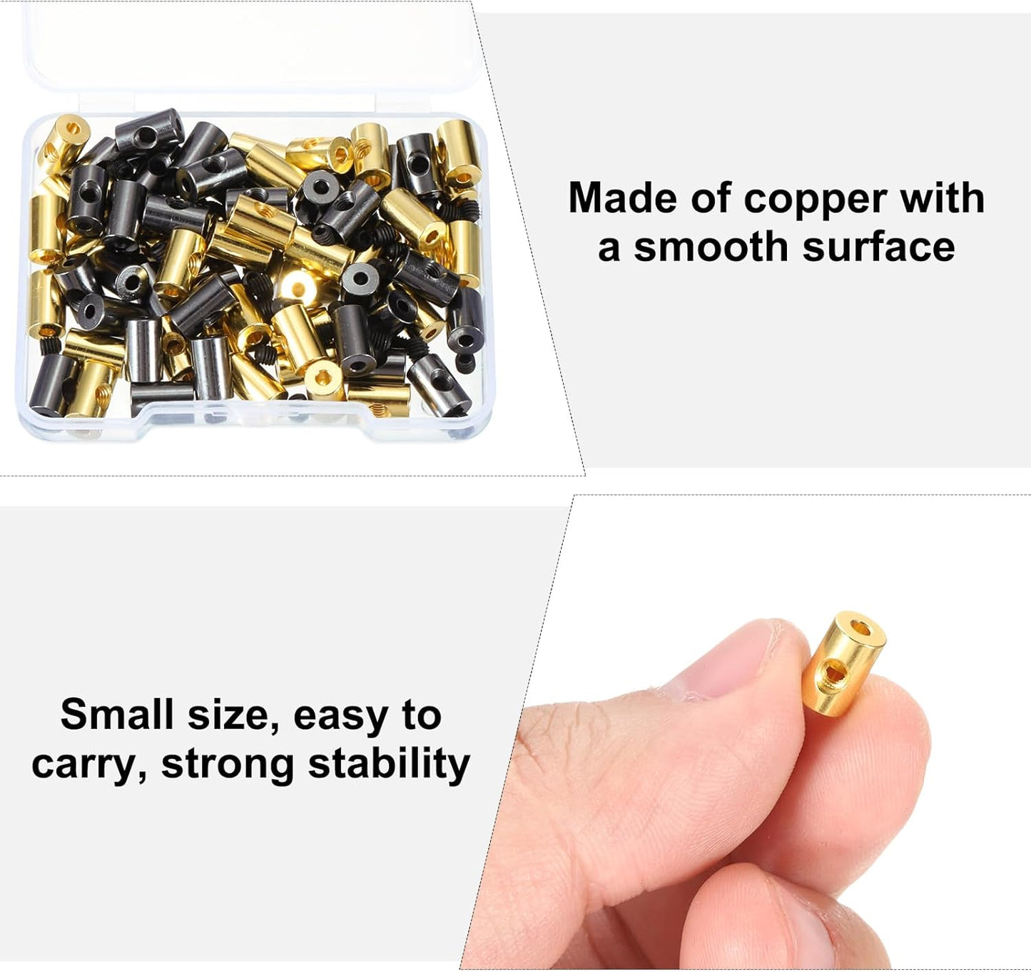 MECCANIXITY 70 Pcs Metal Locking Pin Backs, Locking Pin Keepers Clasp 9mm(H) with 4 Wrench Replacement in Storage Case for Badge, Brooch, Black, Gold Tone