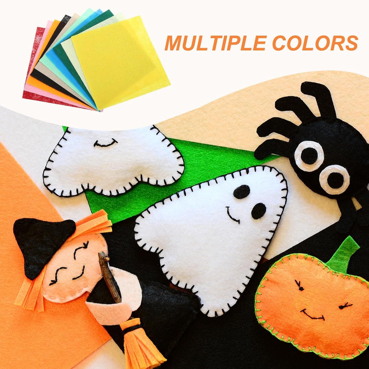 MECCANIXITY Felt Square Shape Craft Felt Sheets 5.91Inch x 5.91Inch for Home Decor Party Crafting Art, 10 Colors, Pack of 100