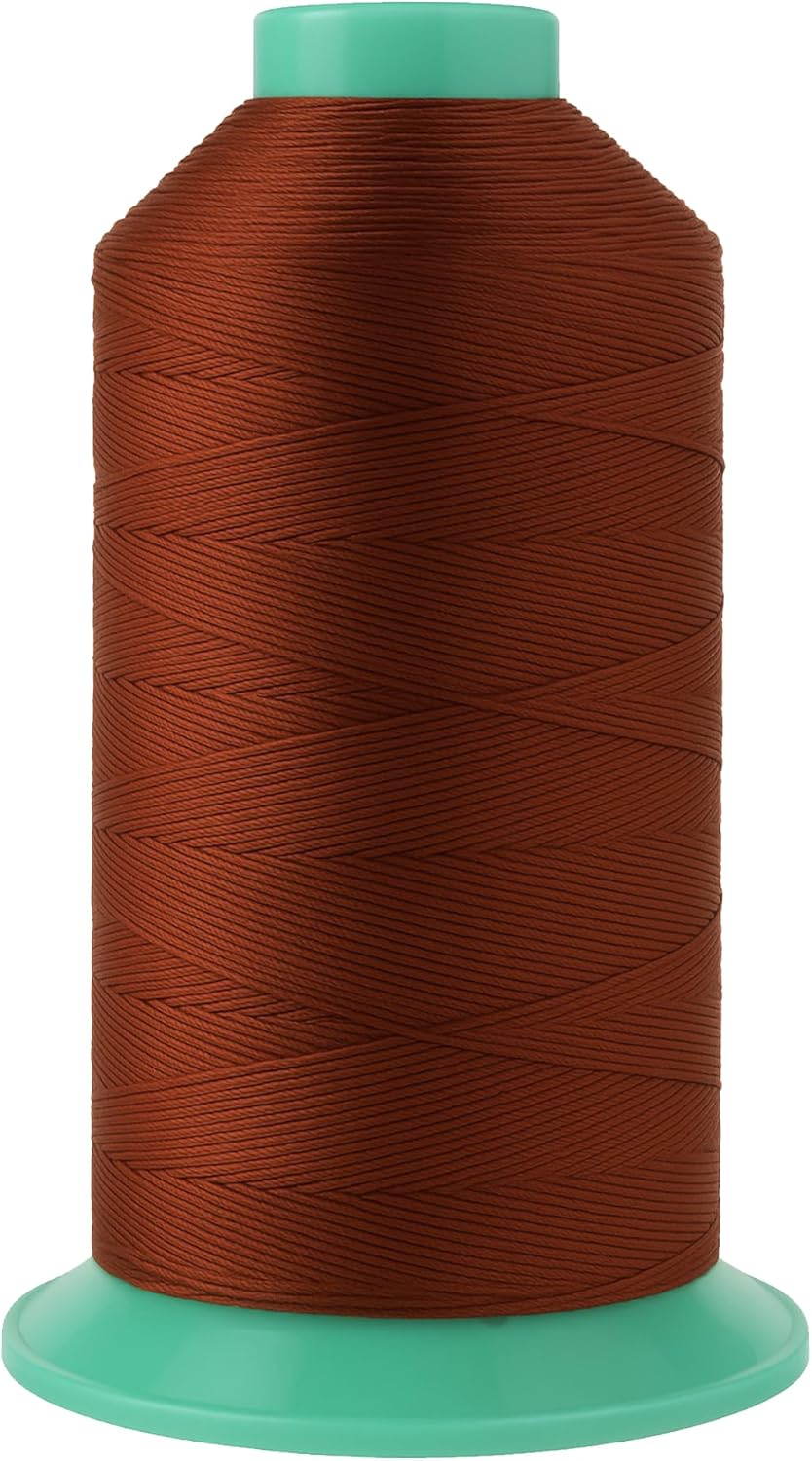 Mandala Crafts Size 138 420D T135 Bonded Nylon Thread Copper Brown Heavy Duty Sewing Threads - 1250 YDs Tex 135 Thread for Leather, Jeans, Weaving, Outdoor Marine Upholstery Threads
