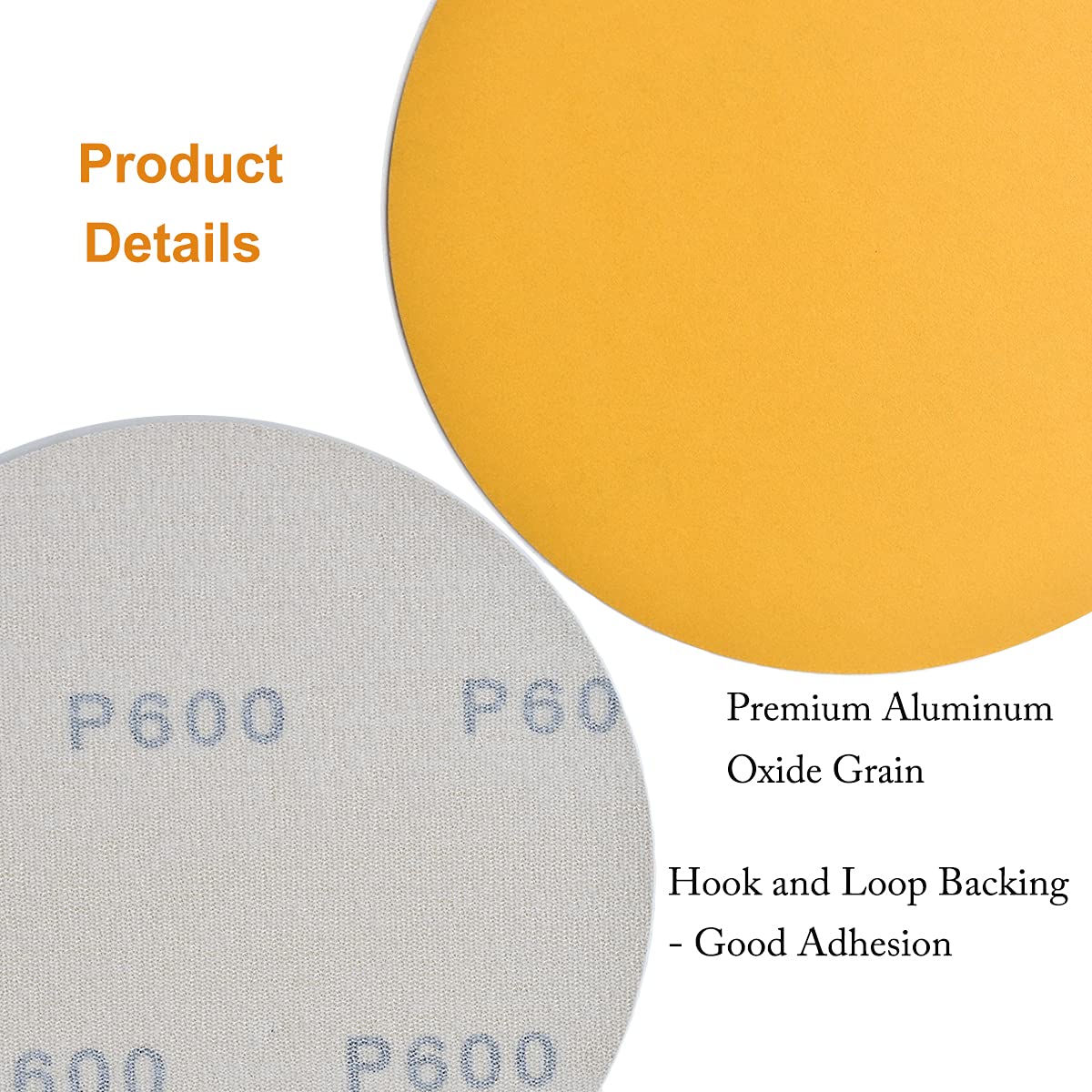 6-Inch No-Hole Hook and Loop Sanding Discs 600-Grit, Random Orbital Sandpaper for Automotive and Woodworking, 100-Pack