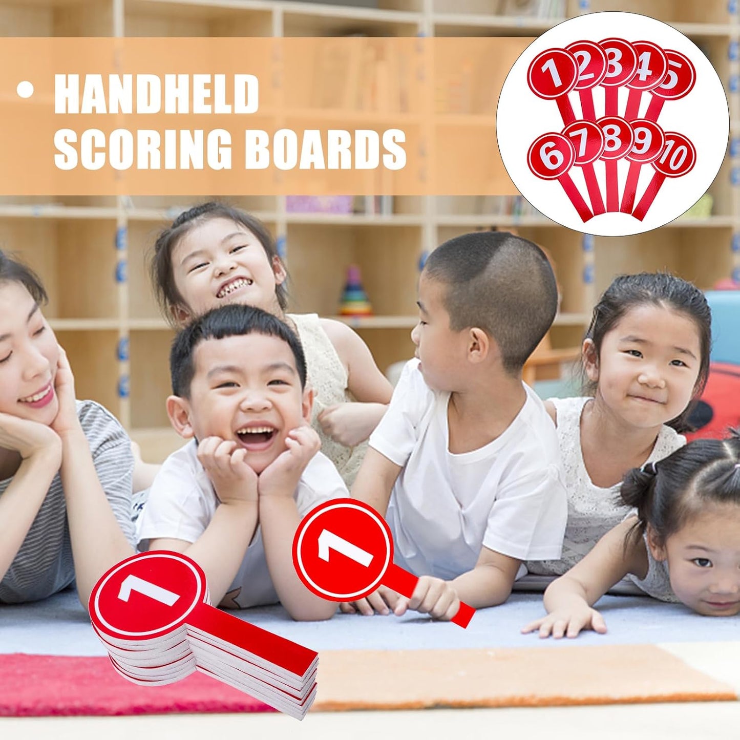 10pcs Auction Paddles 1-10 Score Paddles Voting Scoreboards Handheld Number Boards for Students Teachers Classroom Voting Games Party