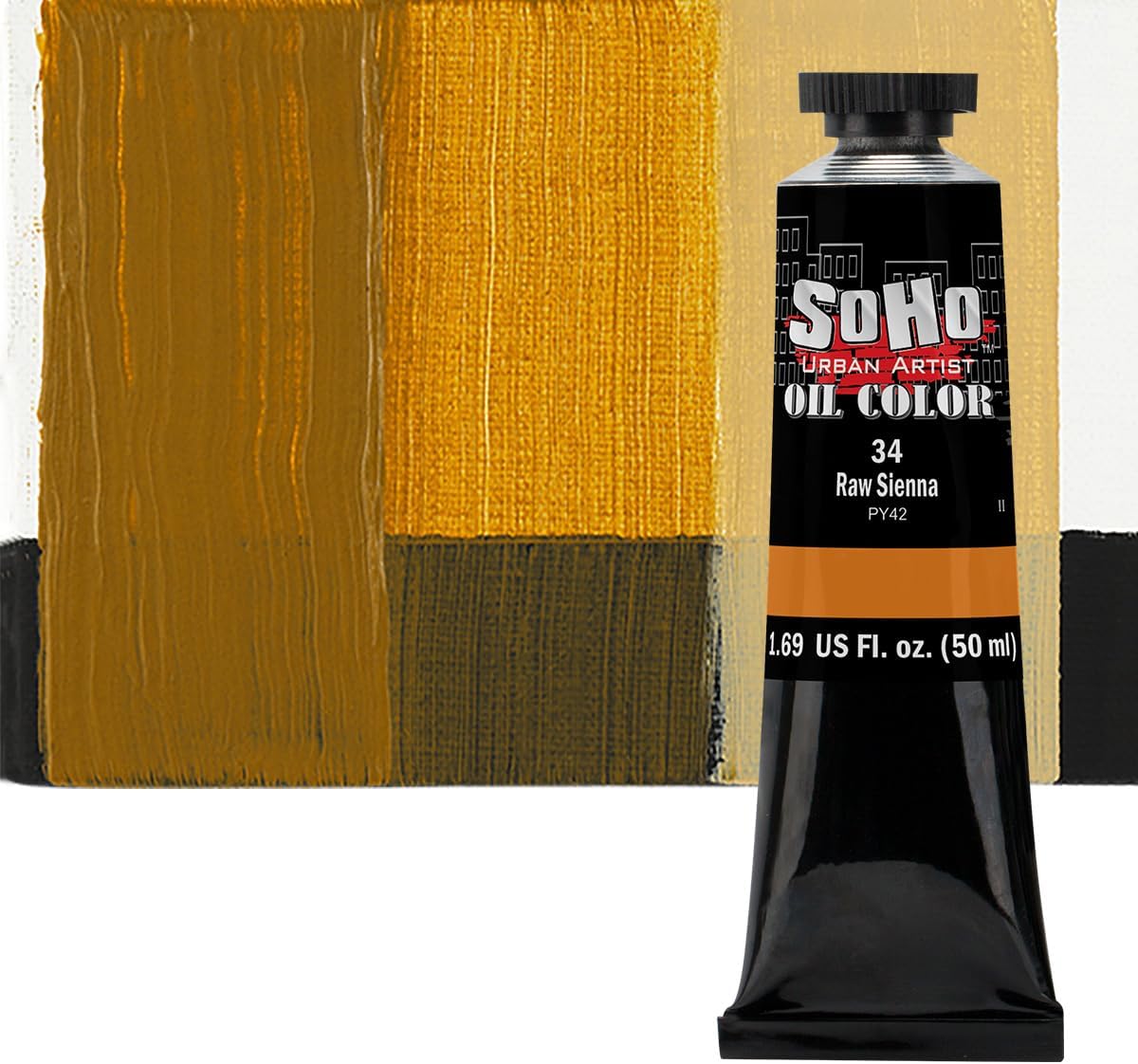 Soho Urban Artist Oil Paint - Raw Sienna, 50 ml Tube - Best Valued Oil Colors for Painting, Excellent Pigment Load