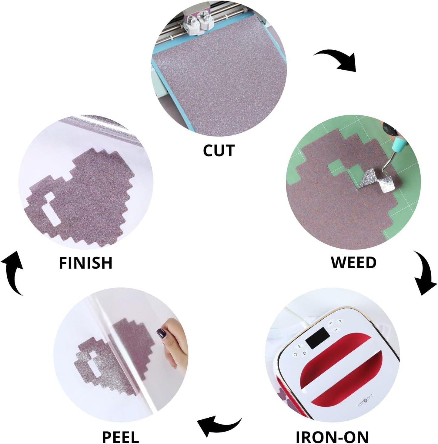 HTVRONT Silver Glitter HTV Heat Transfer Vinyl Roll - 10" x 8ft Glitter HTV Vinyl for Shirts, Glitter Iron on Vinyl for All Cutting Machine - Easy to Cut & Weed & Transfer (Rainbow Silver Glitter)