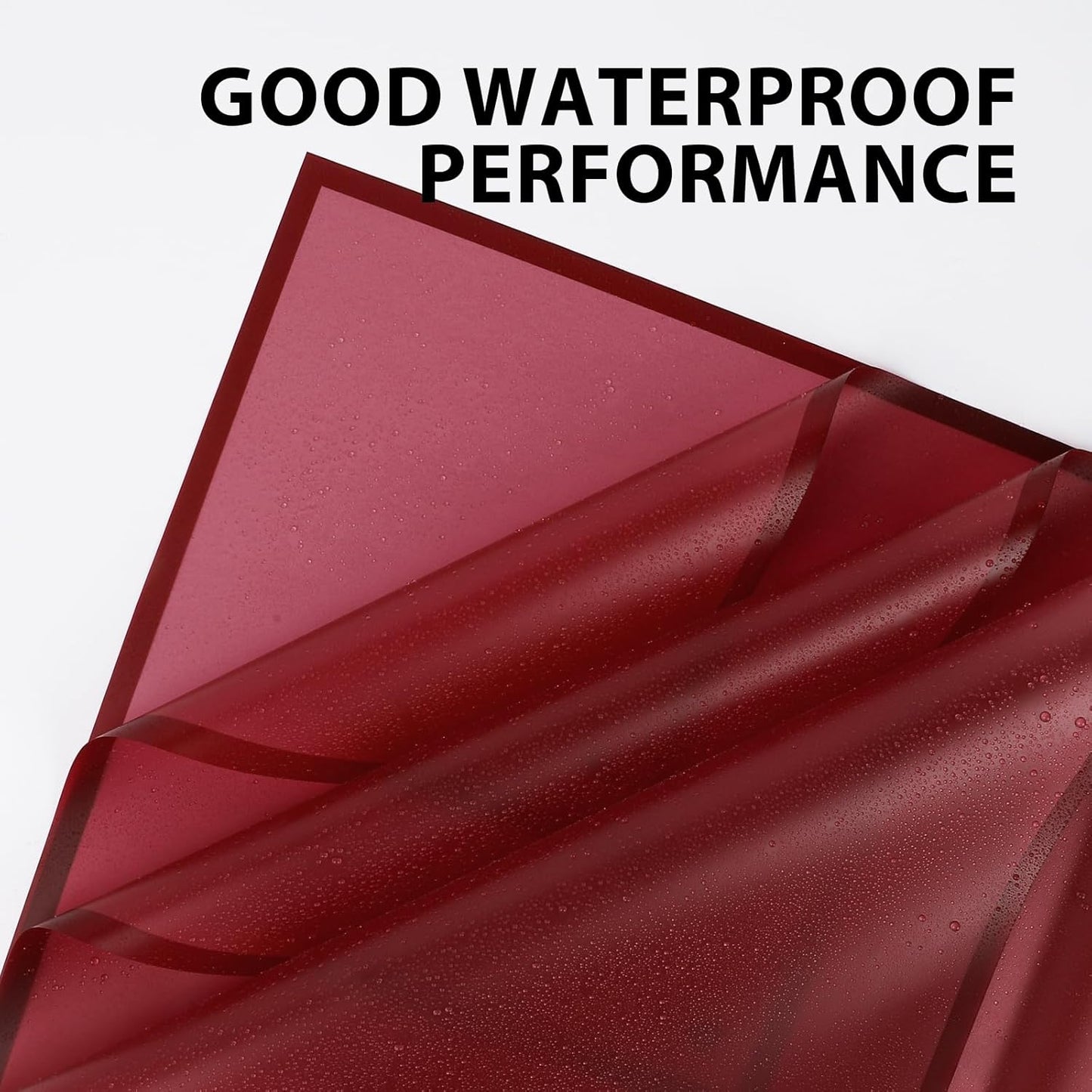 FUHITIM 20 Sheets Flower Wrapping Paper - Waterproof Floral Bouquet Packaging Paper for DIY Crafts，Florist Supplies Packaging Paper for Wedding Birthday Gift (Translucent Wine Red)