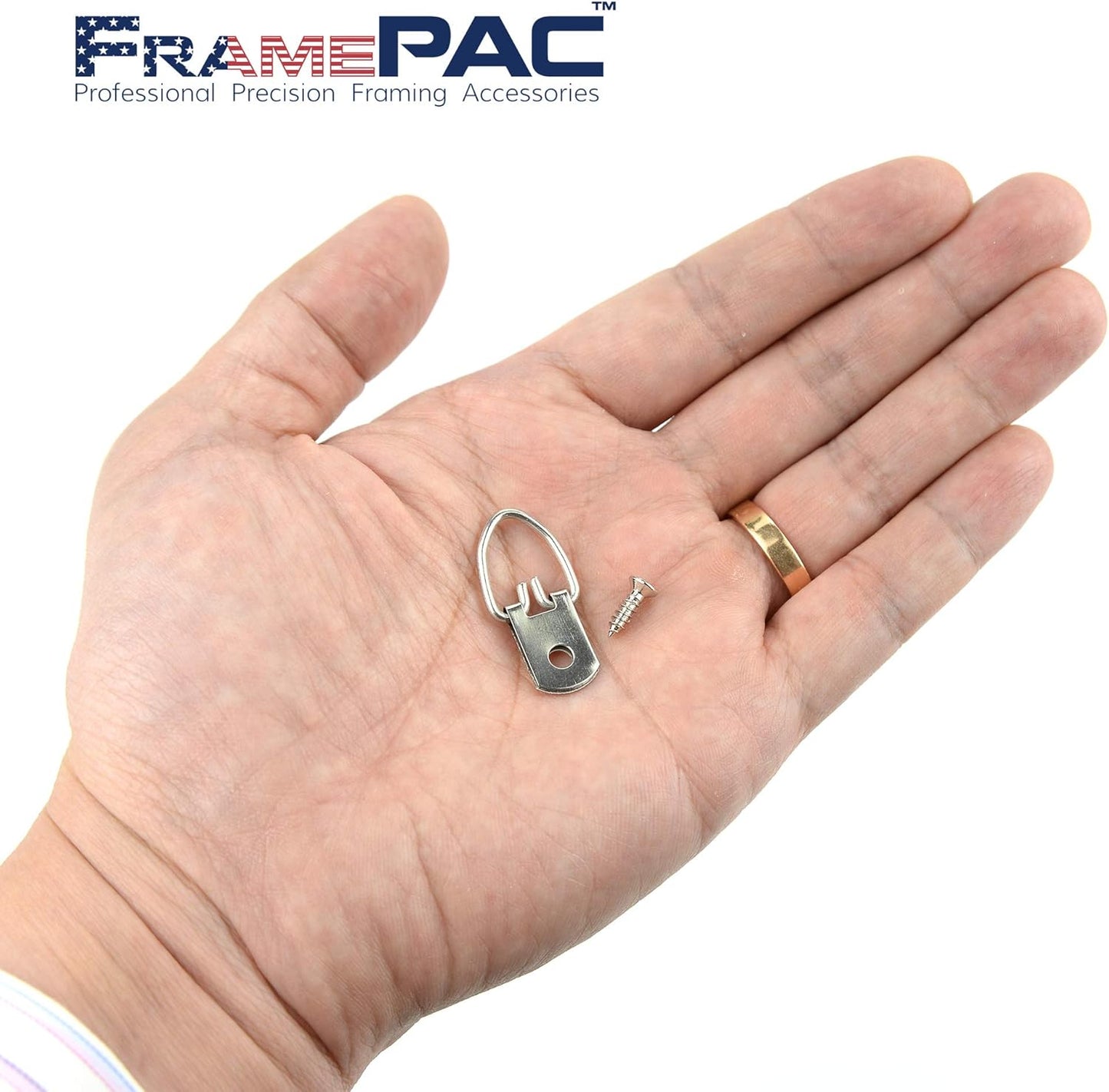 D Ring Picture Hangers with Screws - 100 Pack - Bulk D Rings - Pro Quality Hangers - Picture Hanging Solutions