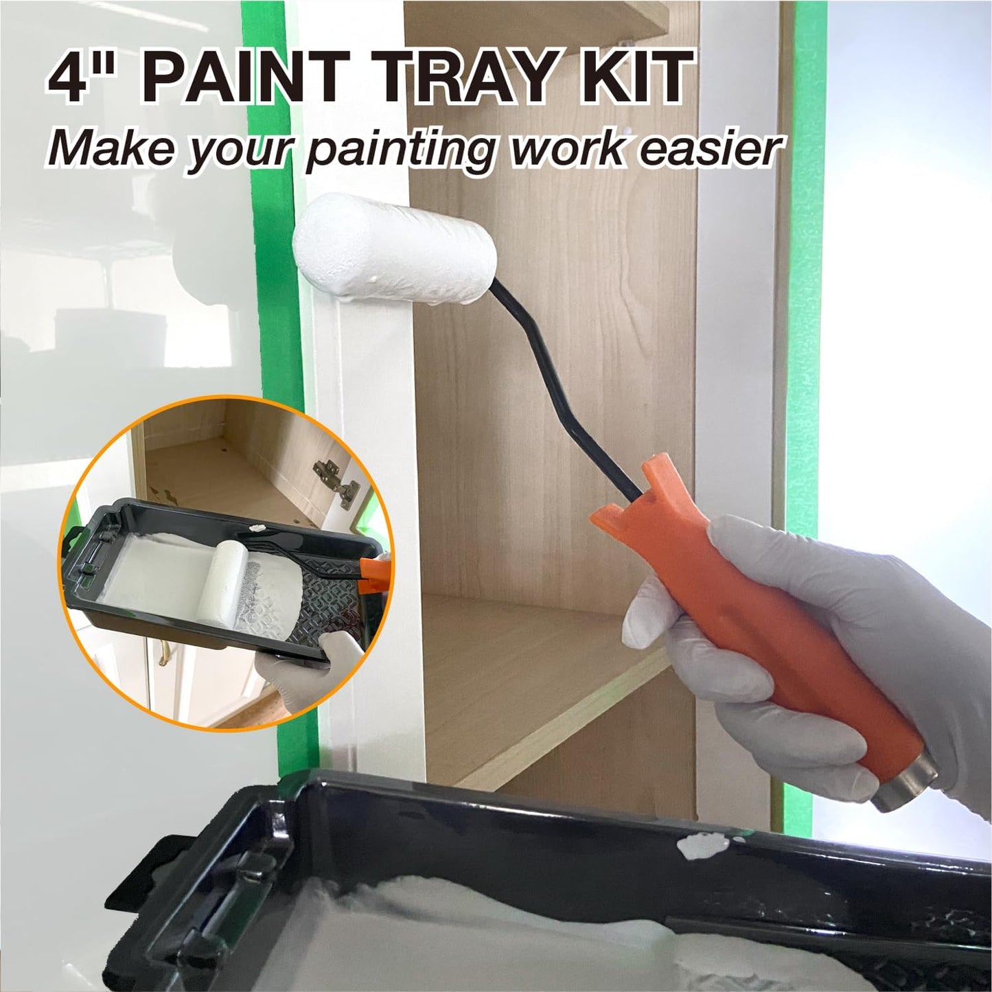 4-inch Paint Roller Tray Set, 15-Pack Painting Tool Kit - 11 Paint Tray & Liners, Foam & Microfiber Paint Roller, Roller Frame, Paint Brush for Painting Wall, DIY Project