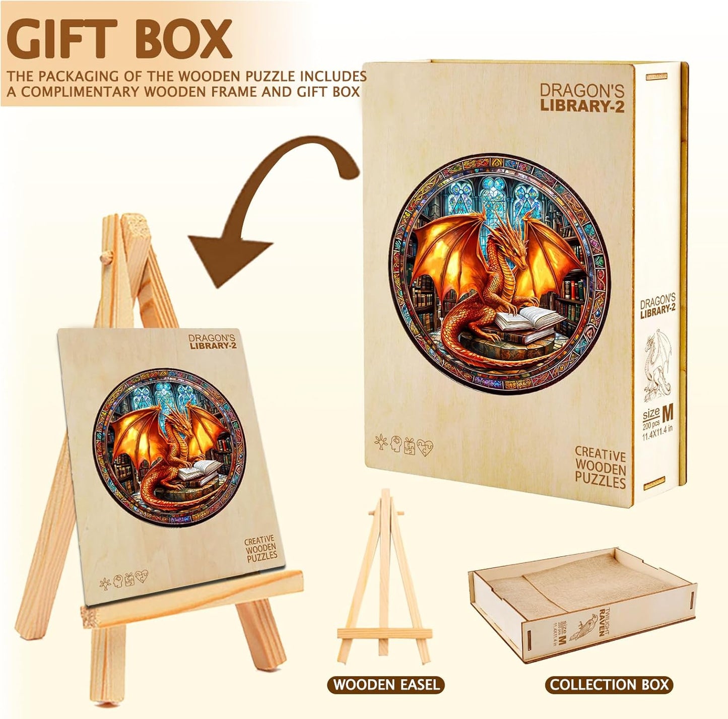 Wooden Puzzles for Adults, Dragon Wooden Puzzle,Magic Wooden Jigsaw Puzzles, Gifts for Family or Friends for Any Holiday.(8.5 * 8.5 in 100pcs)