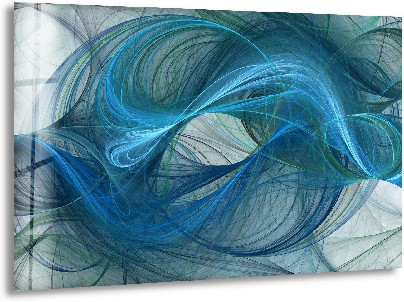 My Photostation.com Round 31,5'' Blue Energy Abstract Wall Art – Fluid Motion Glass PrintTempered Glass Printing Wall Decor Large Wall Art Wall Hangings