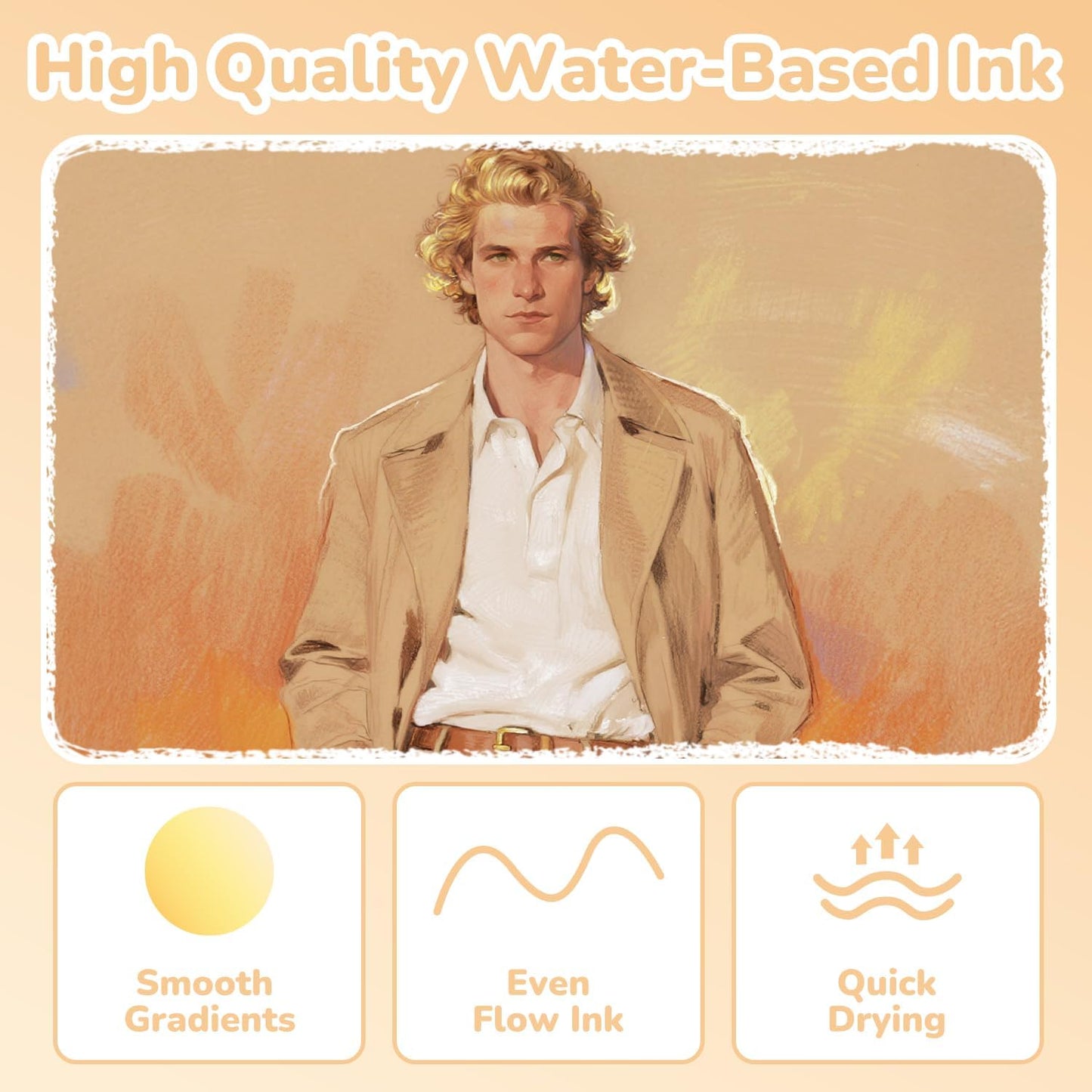 Guangna 12 Skin Tone Dual Tip Acrylic Paint Markers, Brush Tip & Chisel Tip Acrylic Paint Pens for Rock, Wood, Glass, Paper, Coloring Book, Ceramic, Canvas, Water-Based Ink