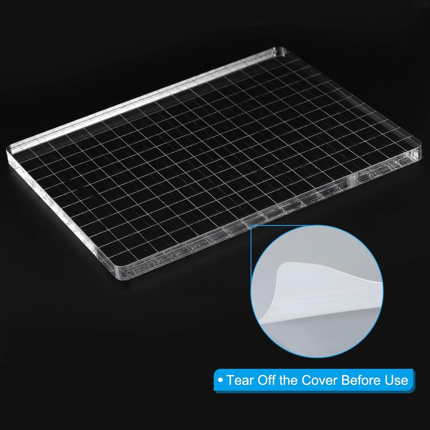 PATIKIL Acrylic Stamp Block, 3 Pack Stamping Block Rectangular Shape with Lines Decorative Mounting Blocks Set for Scrapbooking DIY Crafts Card Making, 5.9x2.4