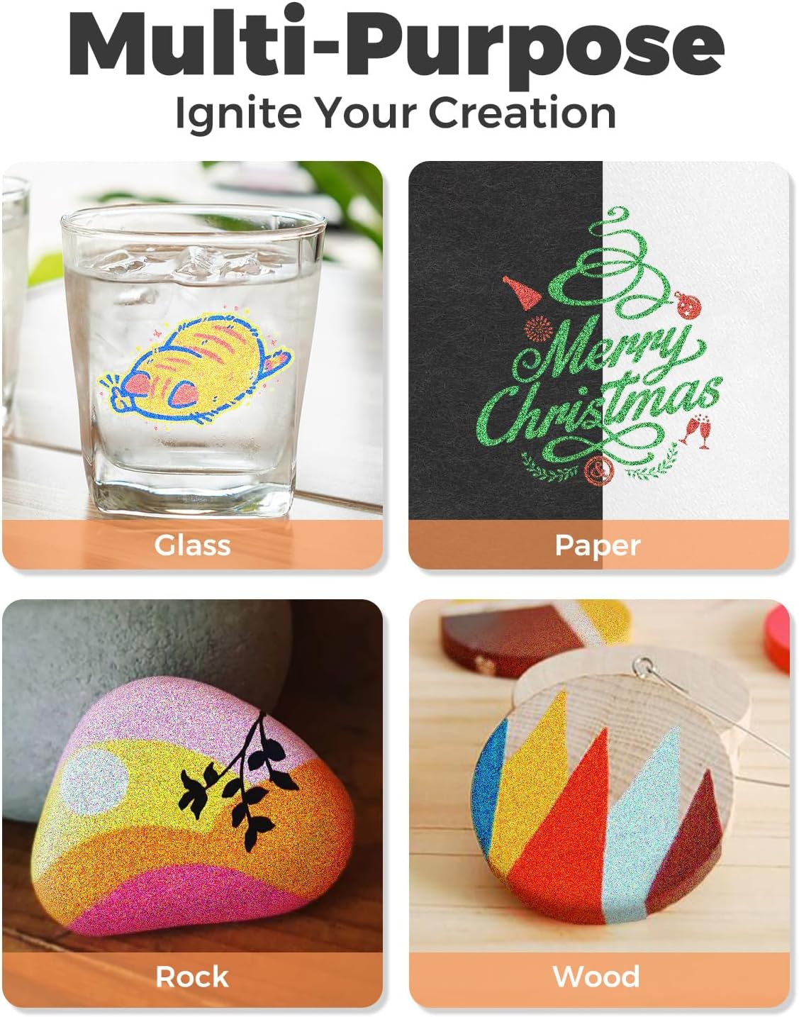 JusArt 32 Colors Glitter Markers, Glitter Paint Pens Sparkly and Shiny for DIY Card Making, Coloring, Scrapbooking, Glass, Wood, Stone, Fabric, Rock - 0.7mm Extra Fine Acrylic Paint Markers