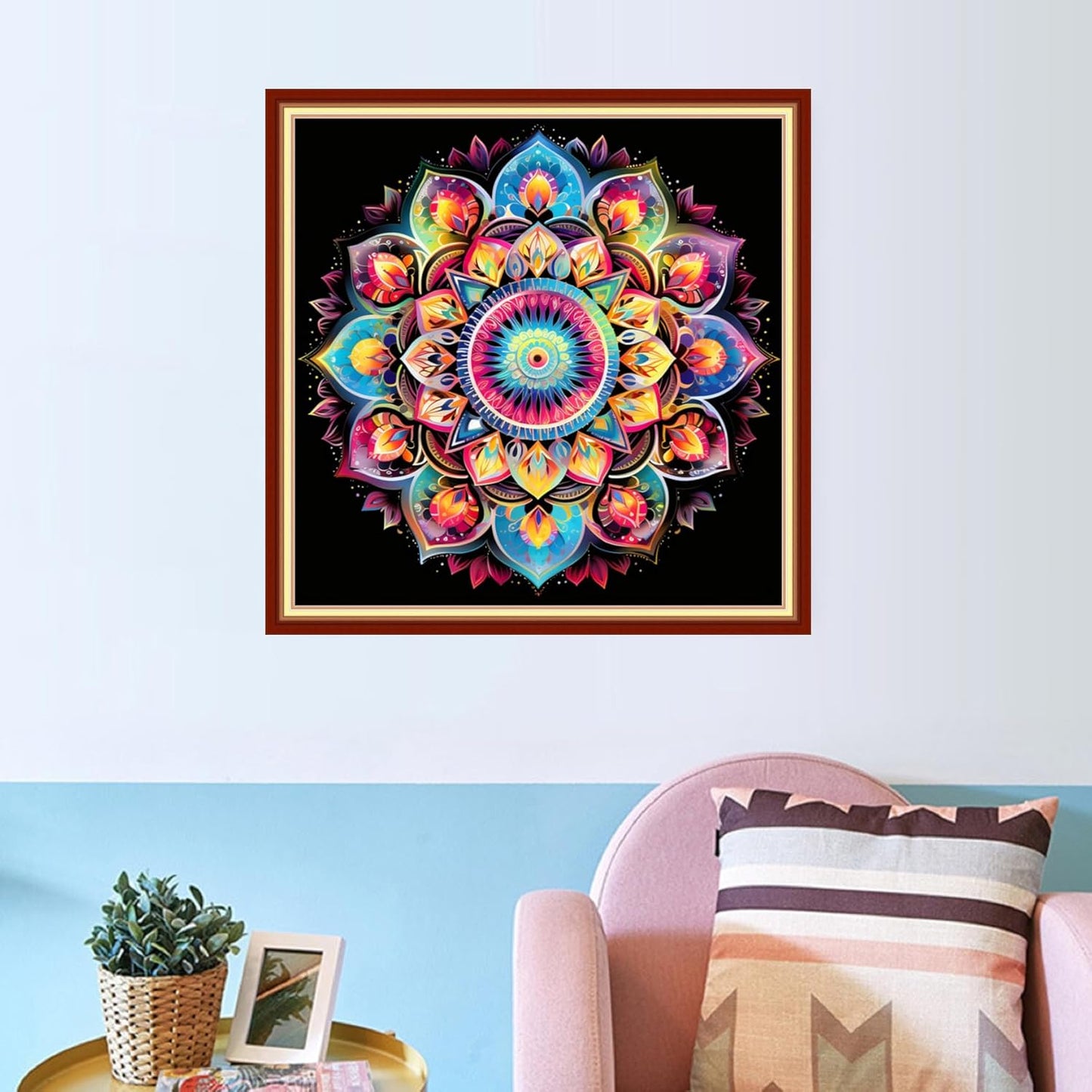 Joyhoor Cross Stitch Kits for Beginners Stamped Cross-Stitch Supplies Needlework preprint Embroidery Kits for Adults DIY Needlepoint Kits Embroidery Patterns 11CT-Colorful Mandala 18x18 inchs