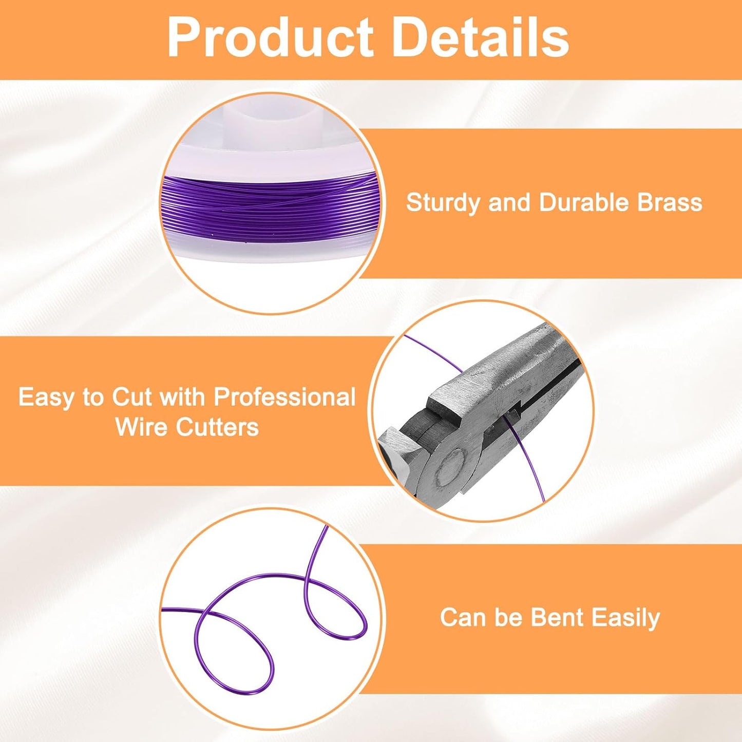 HARFINGTON 20ft Jewelry Wire, 24 Gauge (0.5mm) Brass Craft Soft Metal Tarnish Resistant Copper Beading Wire for Jewelry Making Supplies Crafting, Purple