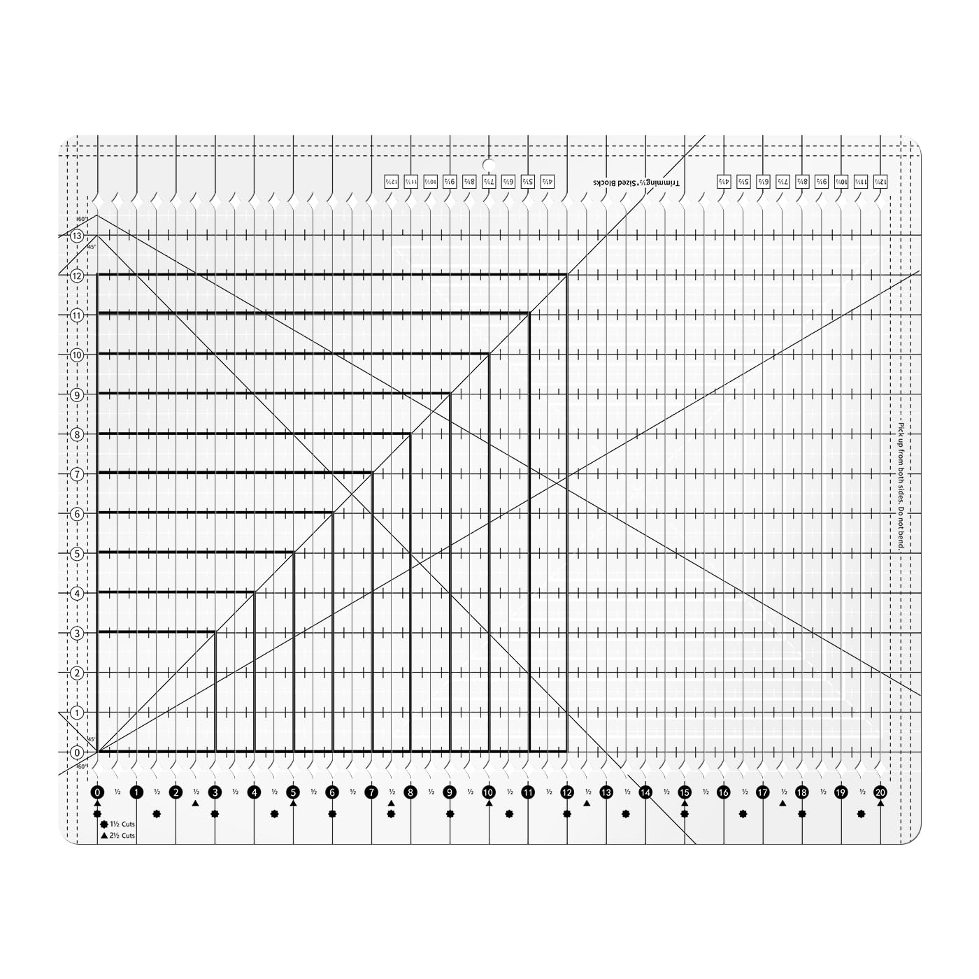 Slotted Quilting Ruler Acrylic 17.7x21.9in, XL Non-Slip Precise Quilting Template, Professional Sewing Quilt Strip Ruler for Fabric Strip, Cutting, Sewing, Crafting, Patchwork