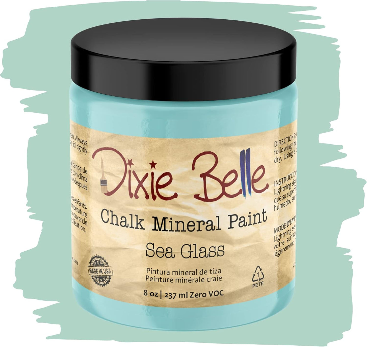 Dixie Belle Paint Company Chalk Finish Furniture Paint - Sea Glass (8oz) - Matte Pastel Blue/Green Chic Chalk Mineral DIY Furniture Paint