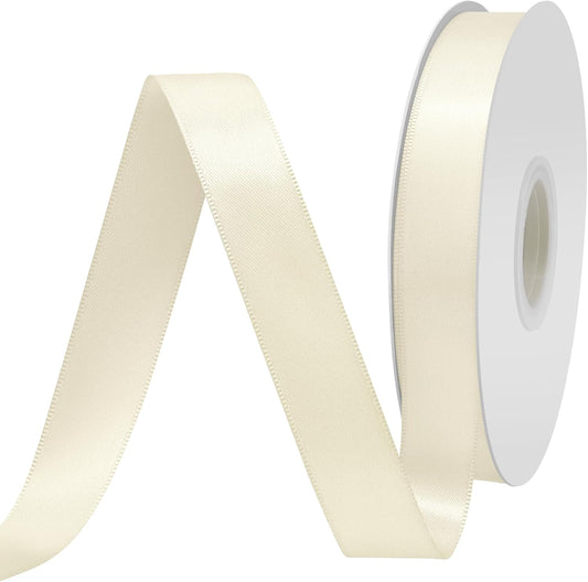 Cream Satin Ribbon 3/4" X 50 Yards Solid Color Double Faced Ribbons Perfect for Crafts Wedding Decor Bow Making Arts Sewing and More