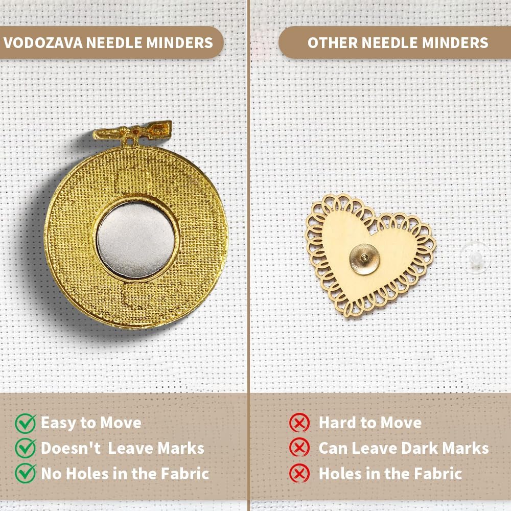 Needle Minder Magnet, Magnetic Needle Minder, Needle Minders Magnetic Cross Stitch Accessories, Magnetic Needle Holder, Life Tree, Butterfly, Cats, Owl, Heart (Gold)