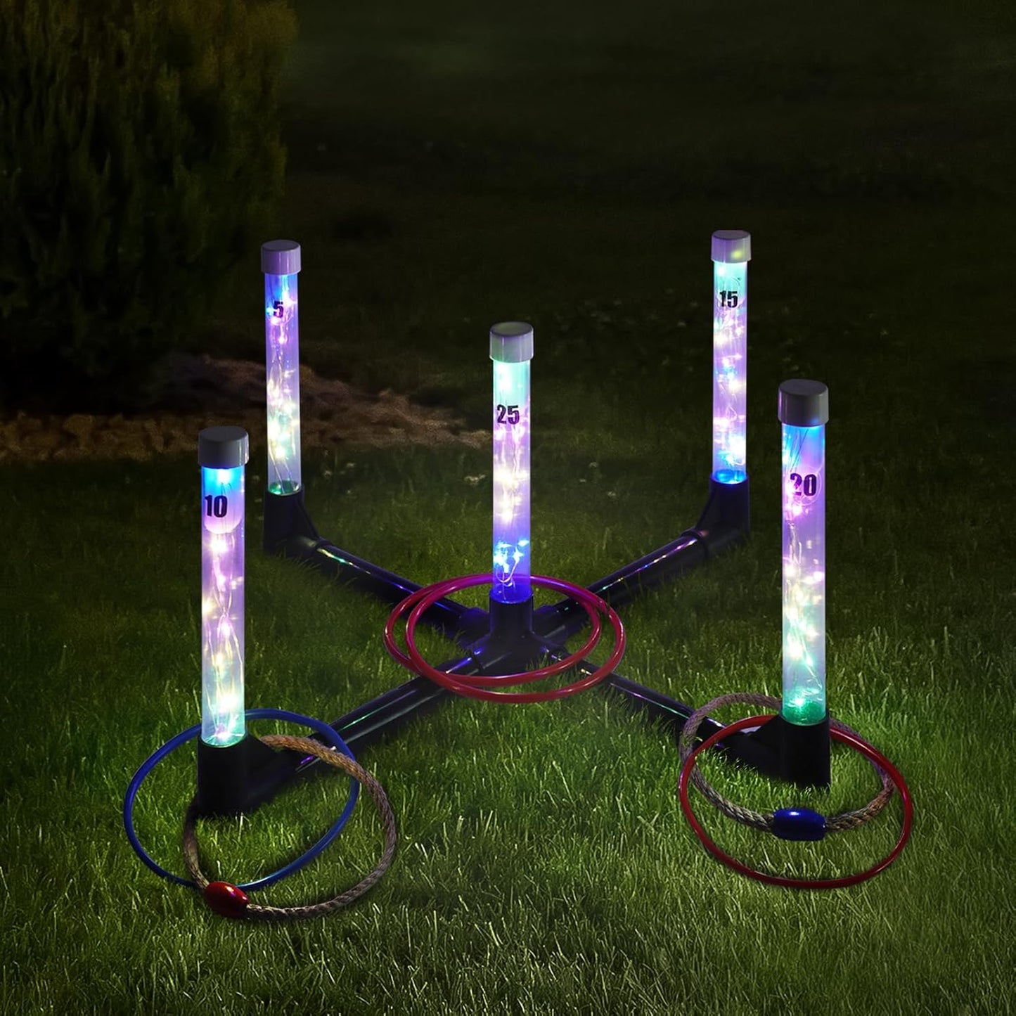 YEEA LED Ring Toss Game for Kids, Adults | Glow in The Dark LED Outdoor Yard Games | Perfect for Camping, Beach, and Backyard Family Gatherings