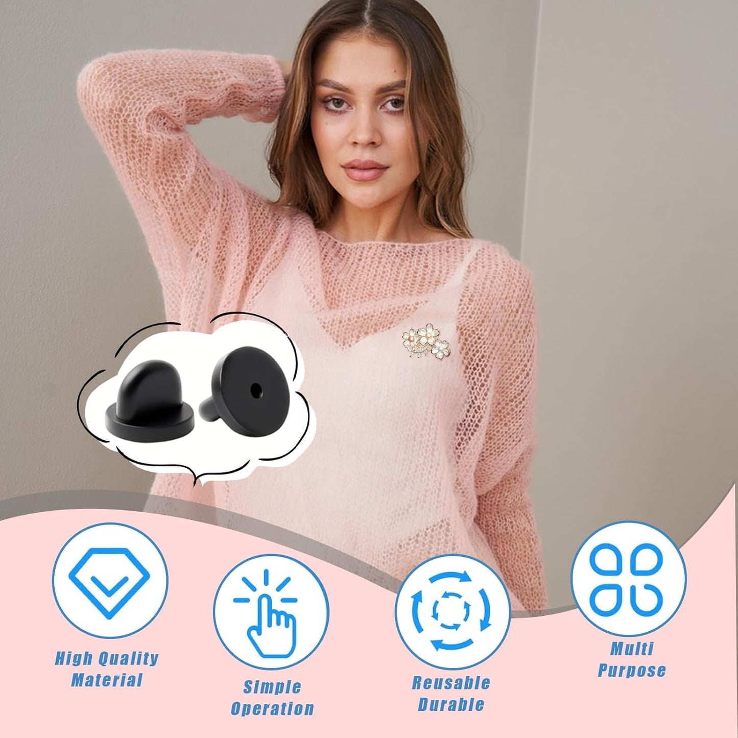 200 Pcs Black Rubber Pin Backs, Enamel Pin Backs, PVC Rubber Lapel Pin Backs, Secure Pin Backings for Replacement Uniform Enamel Pins