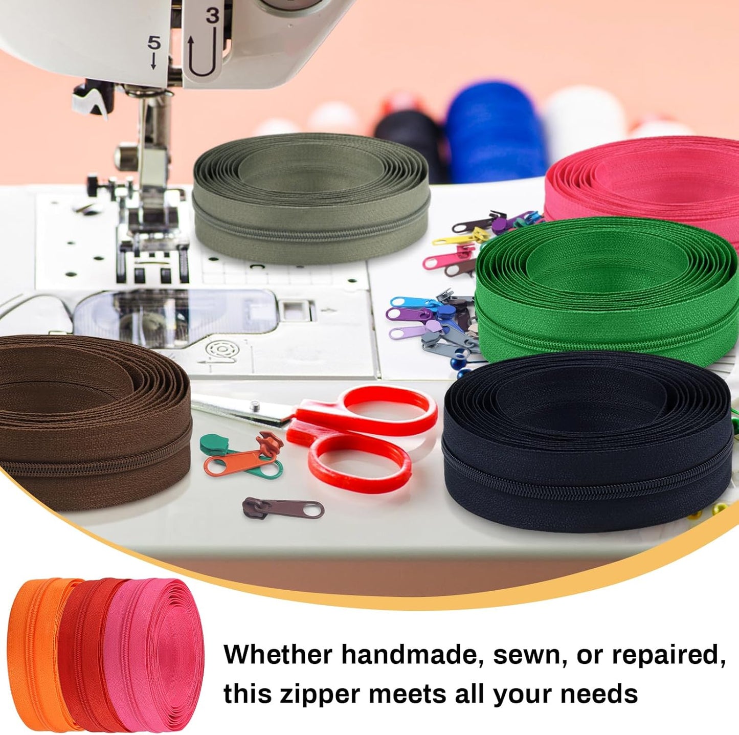 DOITEM 62 Yards 20 Pieces Sewing Zippers #3 Nylon Coil Zippers Assorted Zipper for Sewing with 80 Zipper Sliders for DIY Tailor Sewing Crafts Supplies, 20 Color