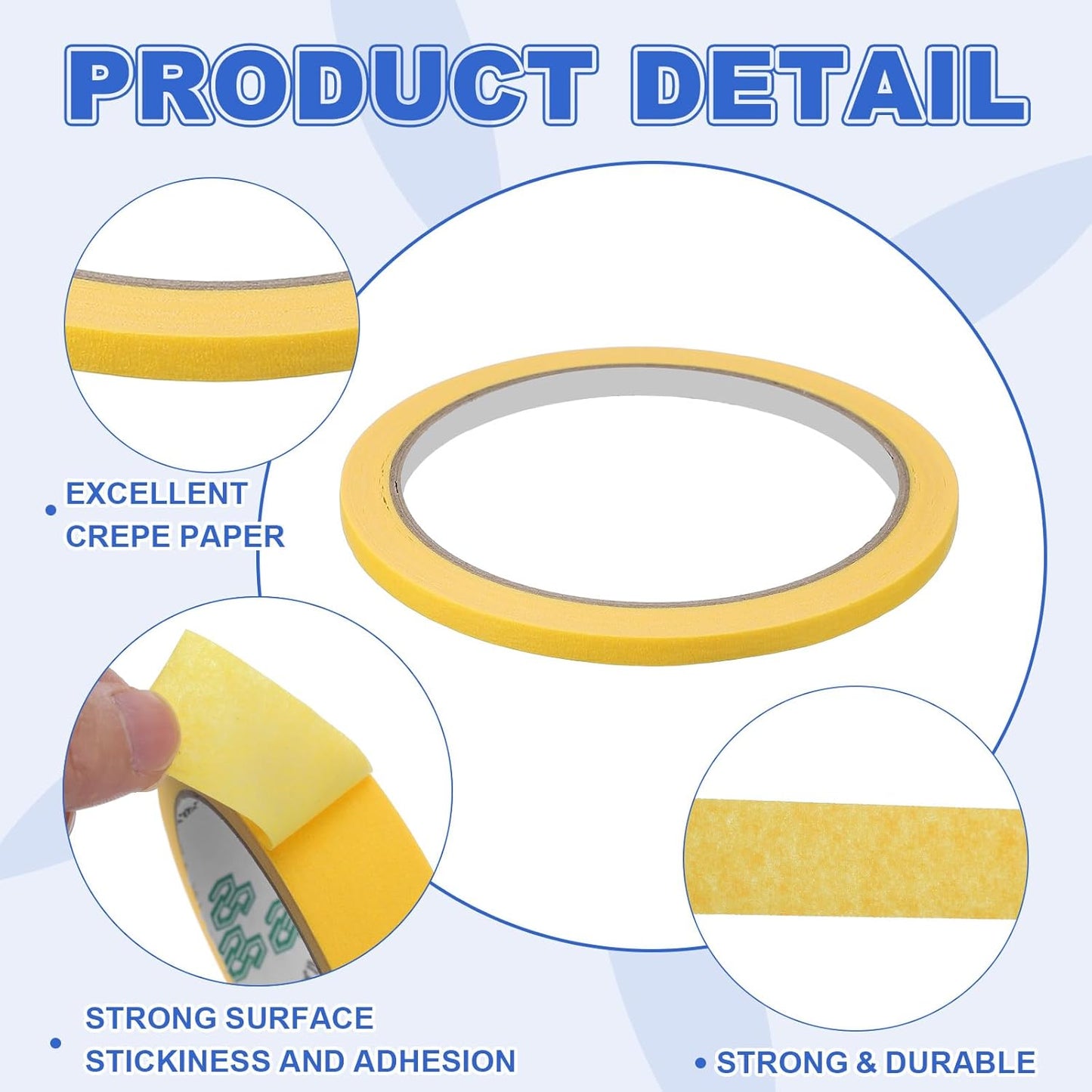 MECCANIXITY Masking Tape 0.2 Inch x 21 Yard Painter's Tape Yellow Paint Tapes for DIY Crafts Arts Drawing Decoration Labeling Car Painting Artist Teachers, Pack of 6