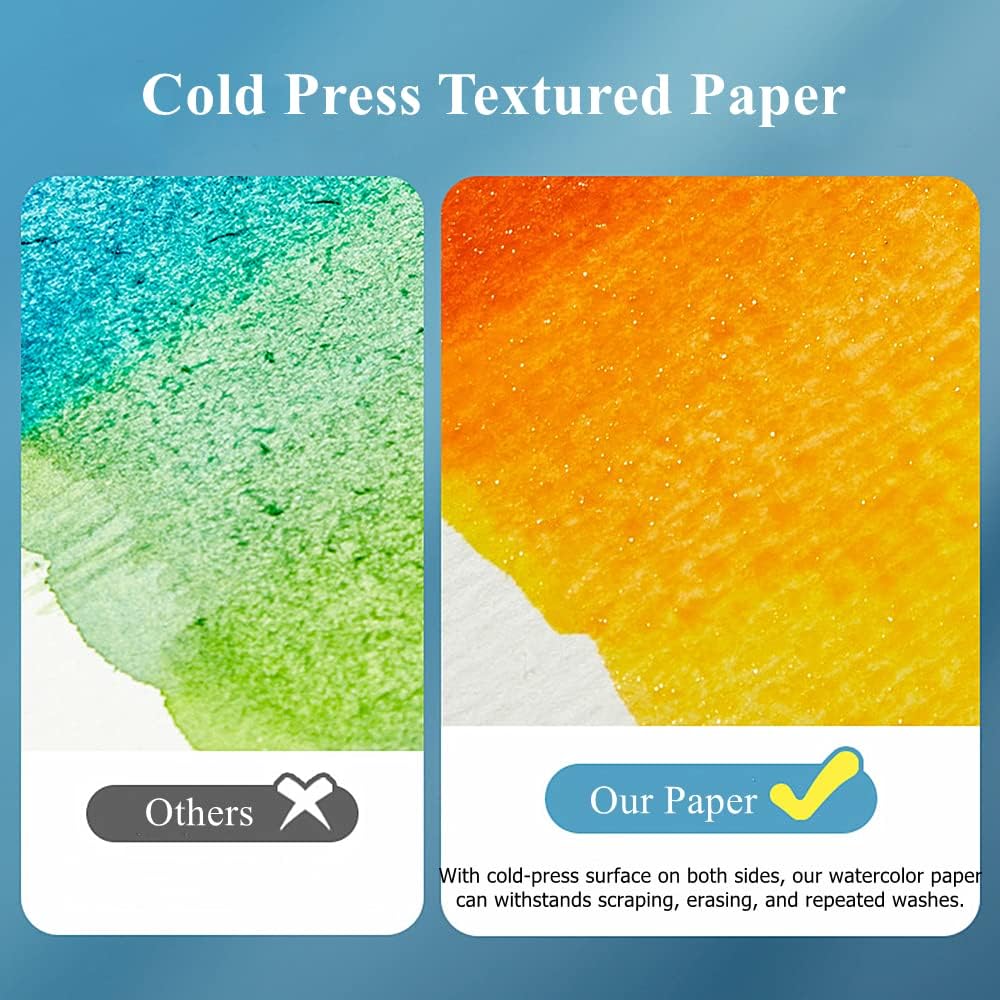 FEITAKE 100% Cotton Watercolor Paper Cold-Press / 140lb (300gsm) / Acid Free Mixed Media Art Drawing Papers - 30Sheets Pack - 6"X8"