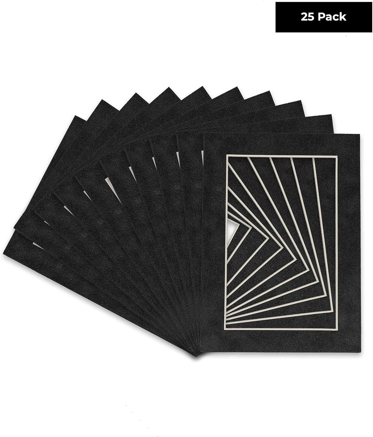 Pack of 25 Acid Free 8.5x11 Mats Bevel Cut for 7x9 Photos - Dark Grey Suede Precut Matboards For Pictures, Photos, Framing - 4-ply Thickness