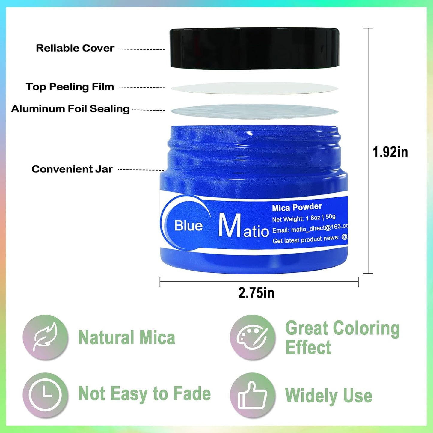 Matio Gold Mica Powder for Epoxy Resin, 1.8oz/ 50g Pearlescent Effect Mica Powder Natural Color Pigment for Soap Making, Bath Bomb, Candle Dye, Resin Craft, Paint, Nails Art, Jewelry, Slime Pigment