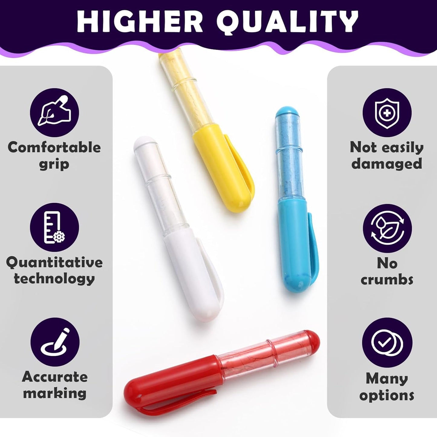 4PCS Sewing Chalk for Fabric, Wipeable and Washable Fabric Chalk for Sewing, Tailors Chalk for Fabric Etailed Marking on Fabrics, Cottons, Leathers - Blue, White, Red, Yellow