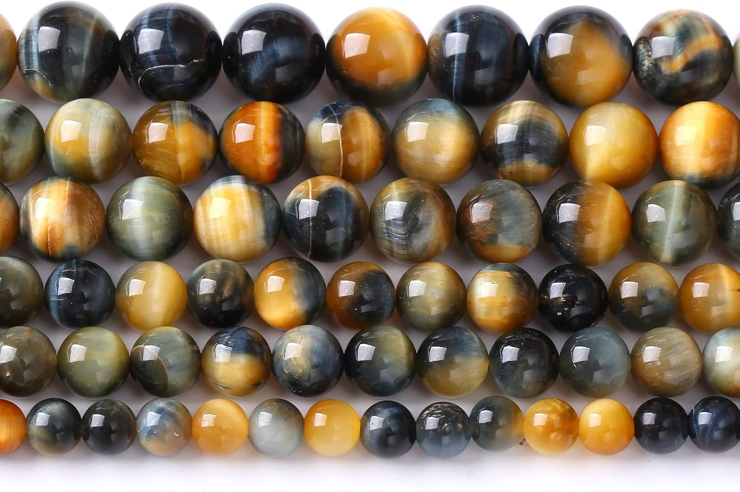 120Pcs 6mm AAAAA Tiger Eye Beads for Jewelry Making - Natural Stone Semi Precious Round Smooth Gemstones - Loose Spacer Beads - 32" 2 Strands