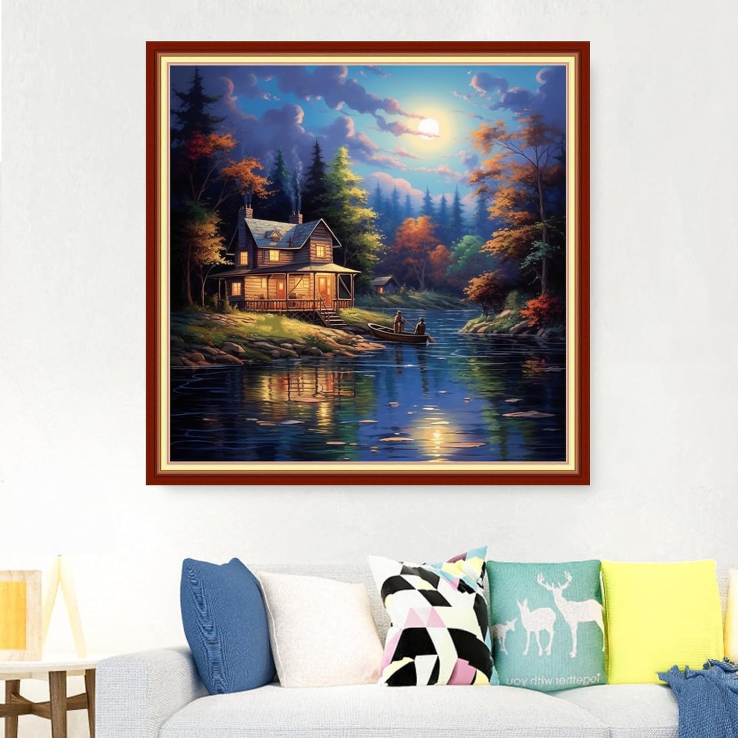 Foxdiviy Stamped Cross Stitch Kits Full Range of Embroidery Needlework Starter Kits for Beginners Adults 11CT Embroidery Patterns Art Crafts DIY Needlepoint Kits-Beautiful Night Scenery 18x18 inch