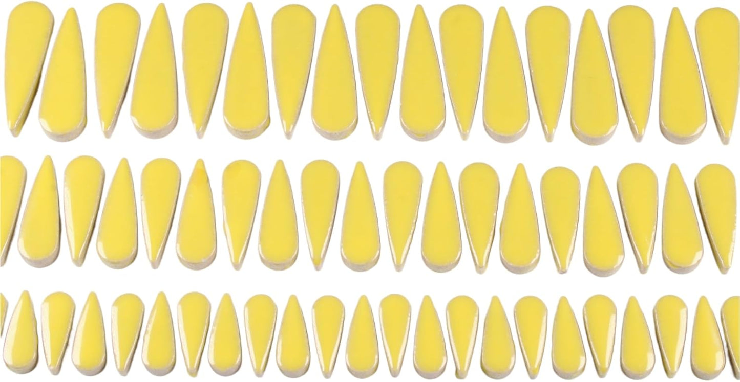 200g Petal Droplet Shaped Ceramic Mosaic Tiles for Crafts, Vibrant Colors, Ceramic Tiles for Mosaic Making Kits, DIY Arts and Crafts (Yellow)