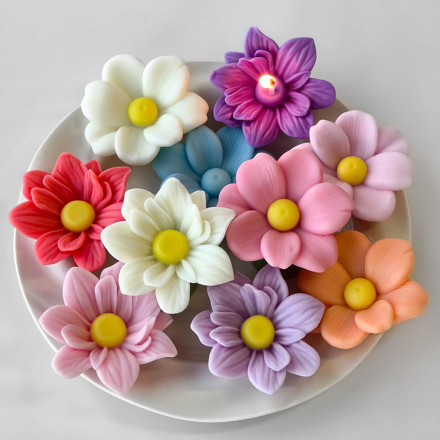 2 Pack Tulip Flower Succulent Peony Half Open Rose Bud Cylinder Candle & Resin Mold - Resin Casting Silicone Molds for Home Decor & Candle Making Wave Spiral Mold