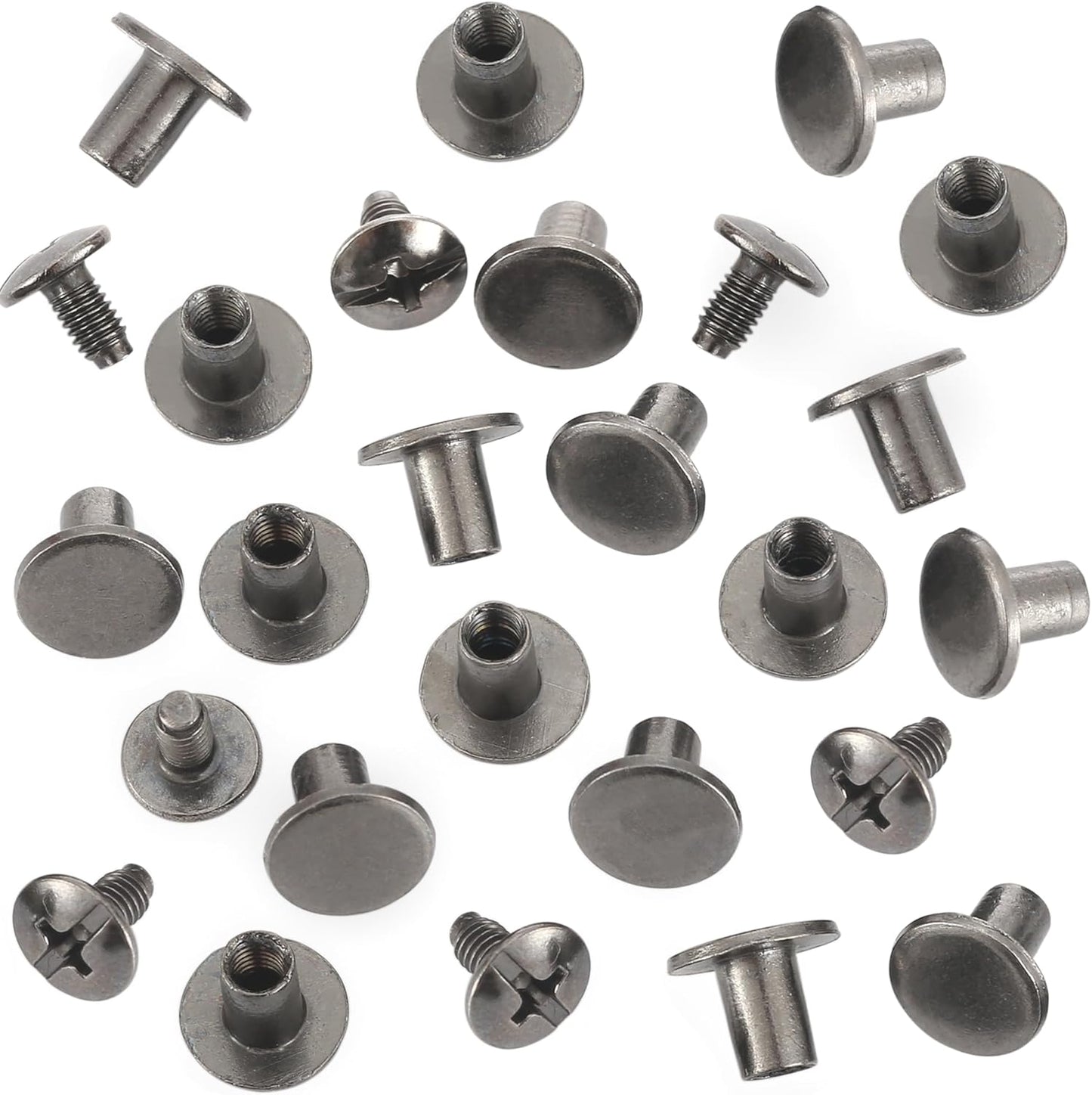 YORANYO 150 Sets 8MM Chicago Screws Leather Rivets for Fabric Chicago Binding Screws Buttons Metal Studs Rivets for Decorate and Repair Belts Bags Shoes Purse Dog Collar Leather Craft (Gun-Metal)