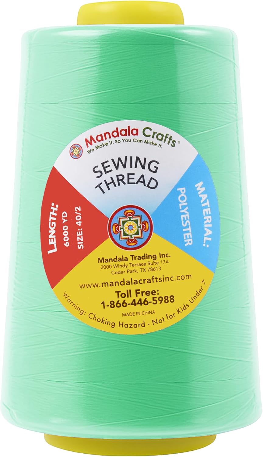 Mandala Crafts 4 Pack of Serger Threads Cones Spools - 40S/2 24000 Yards Polyester Seafoam Green Threads for Sergers Machine and Overlock Quilting Sewing Machine