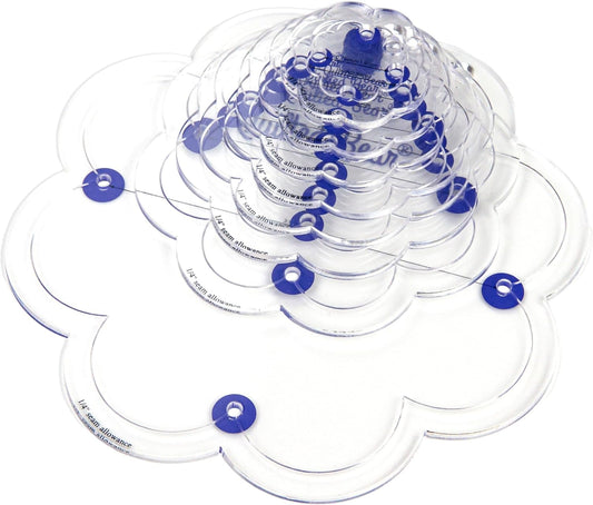 The Quilted Bear Flower Quilting Templates – 8 Clear Non-Slip Acrylic Quilt Templates for Precise Fabric Cutting & Stress-Free Machine Quilting - Ideal for Quilt & Sewing Supplies (¾–3")