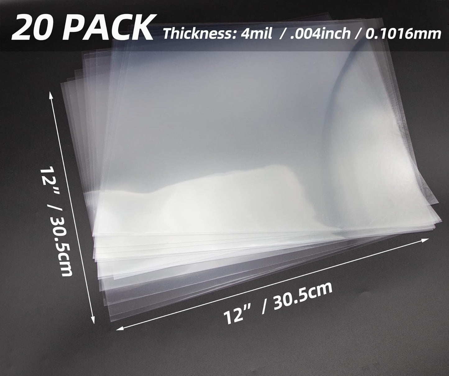 20PCS 4 Mil Blank Mylar Stencil Sheets, 12 X 12 Inch Clear Plastic Sheets for Cricut Crafts and Cutting Machine