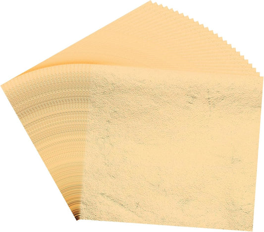 PATIKIL Gold Leaf Sheets for Art 3.7" x 3.4", 100 Pcs Gold Foil Sheet Metallic Leaf Papers for DIY Crafts Resin Furniture Nails Paintings Home Decoration, Champagne